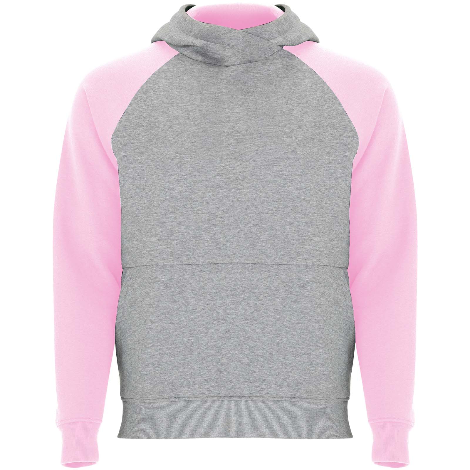 Badet 280 g/m² zweifarbiger Kapuzenpullover für Kinder heather grau, hellrosa