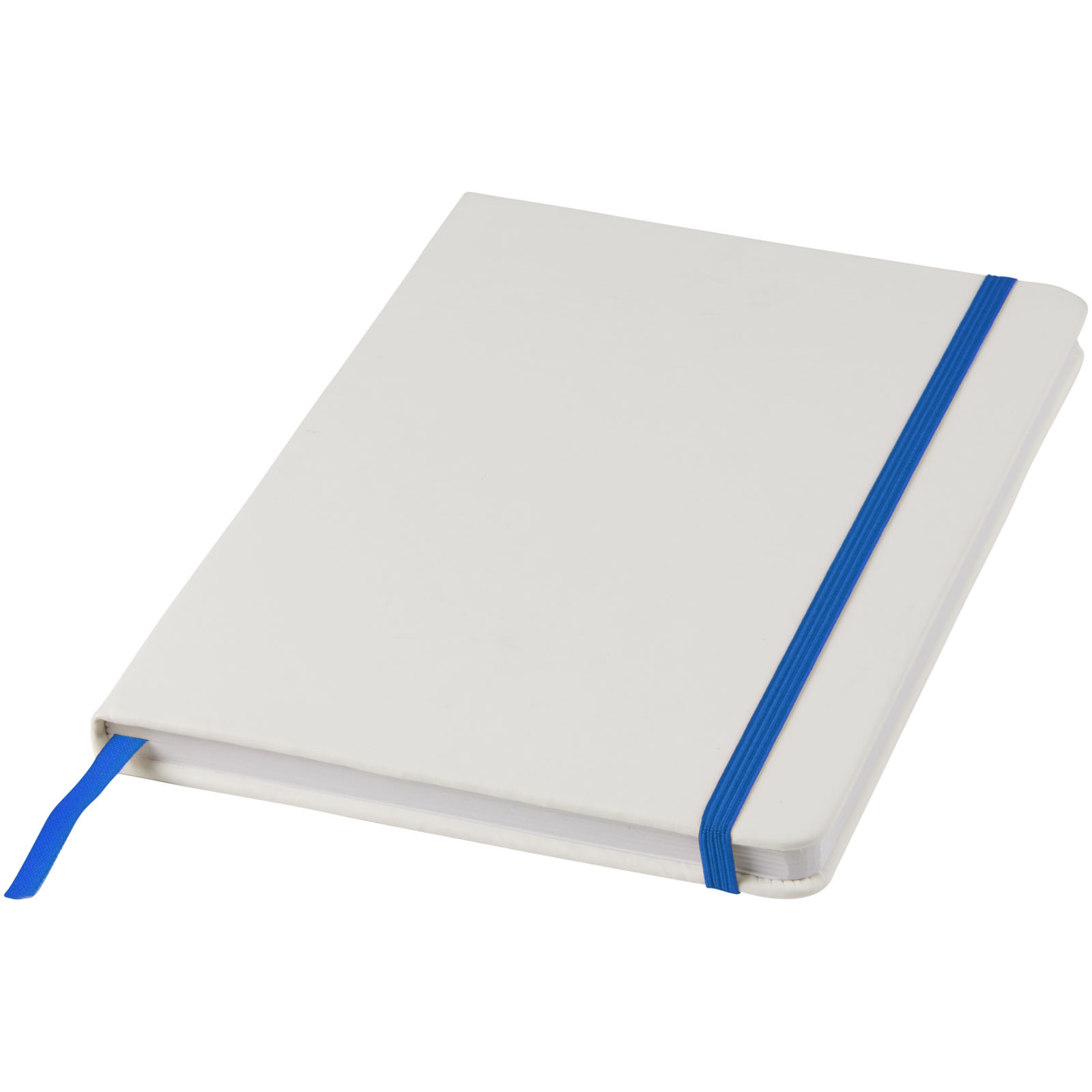 Spectrum weißes A5 Notizbuch mit farbigem Gummiband weiss, royalblau
