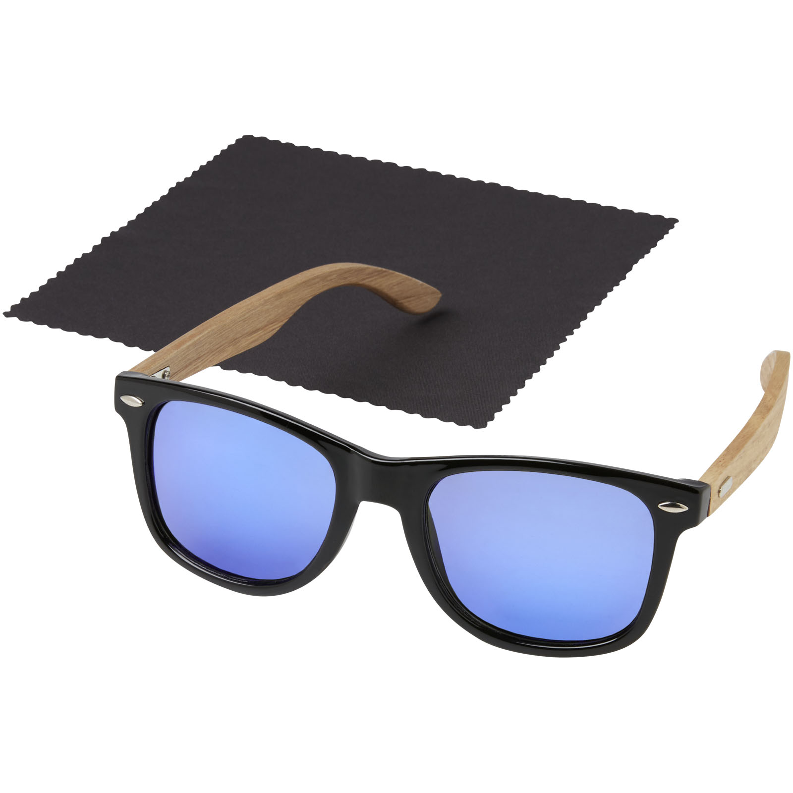Hiru verspiegelte polarisierte Sonnenbrille aus rPET/Holz in Präsentbox holz