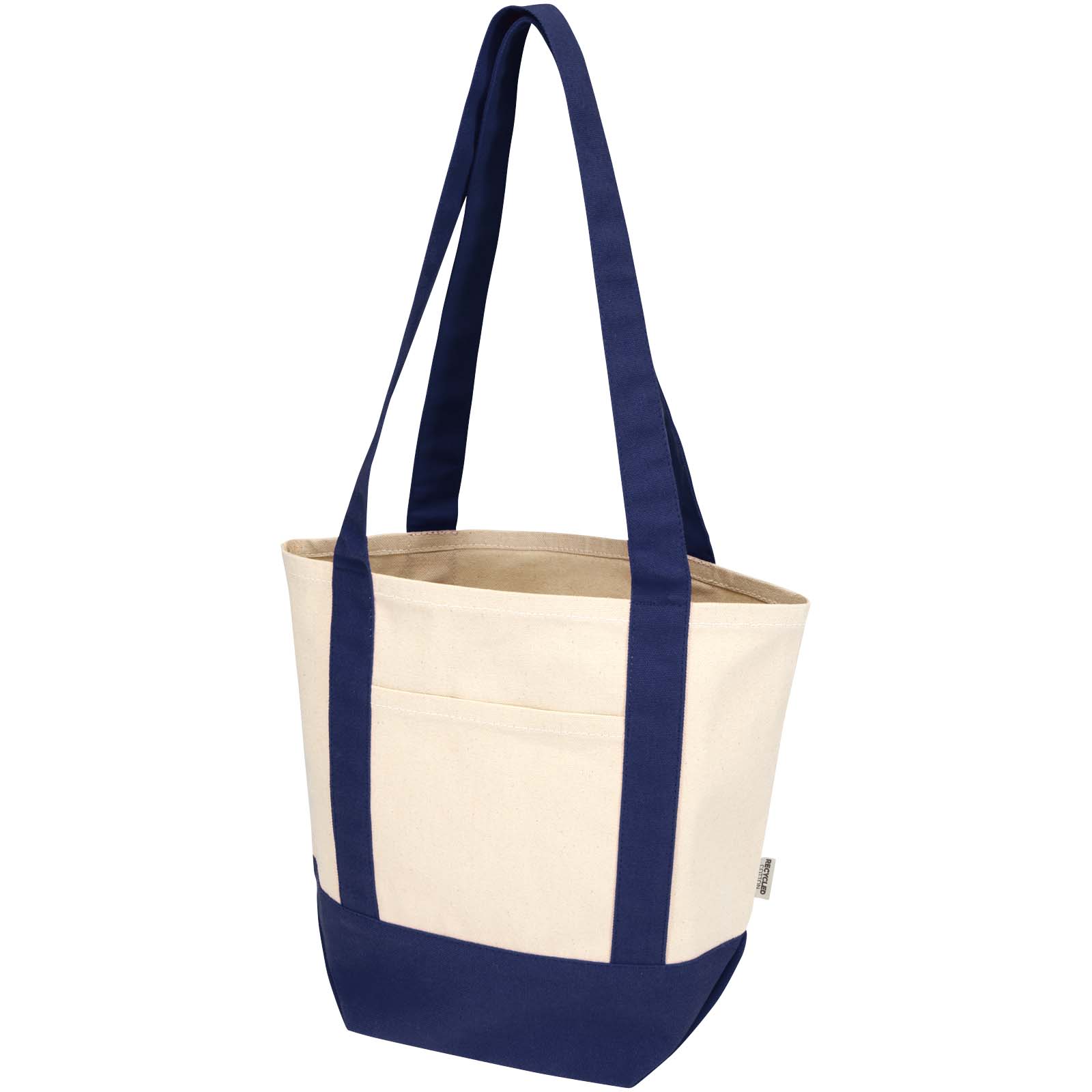 Sam 320 g/m² Mini-Tragetasche aus GRS recycelter Baumwolle navy, natur