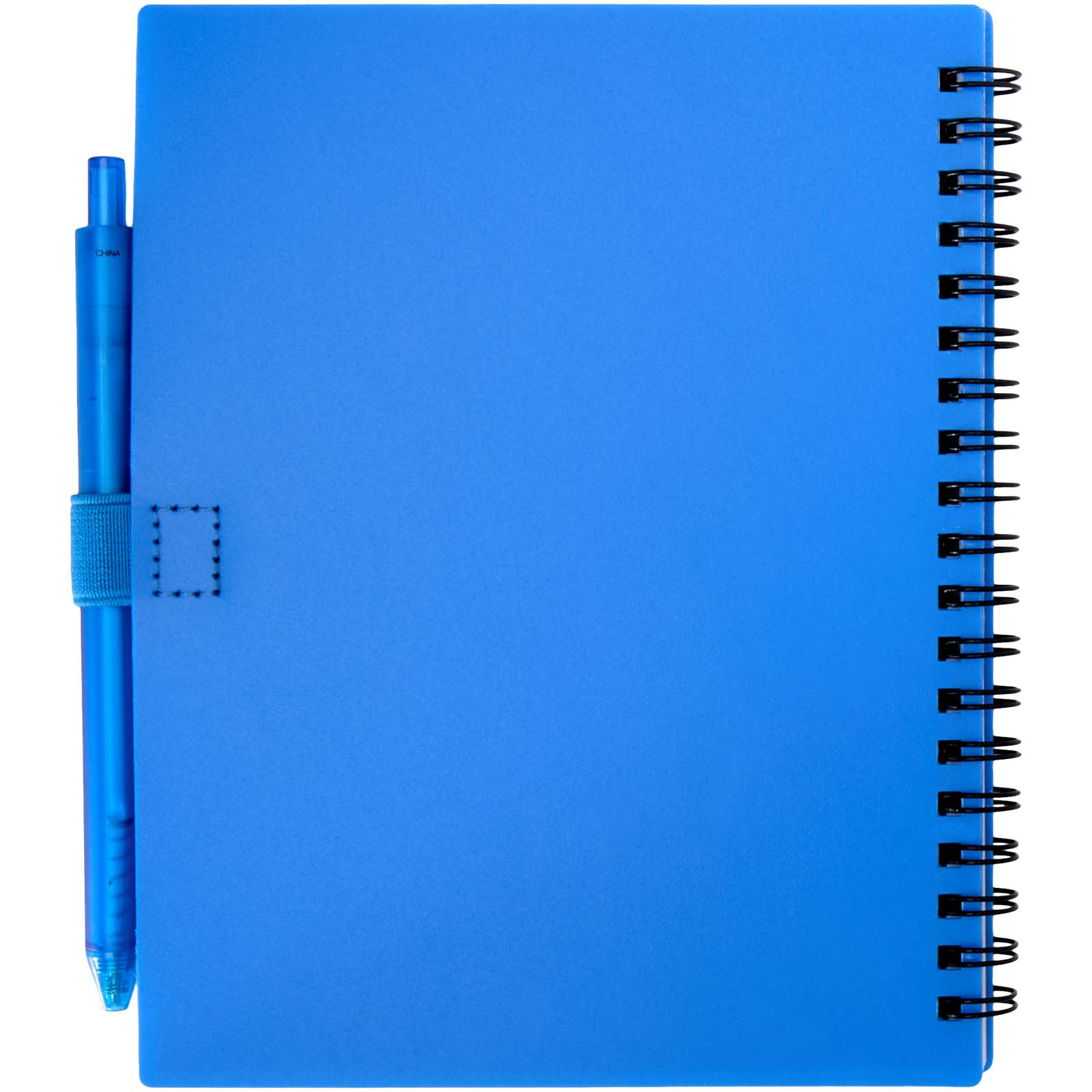 Niove Softcover Notizbuch aus recyceltem Kunststoff mit Kugelschreiber (blaue Mine) blau