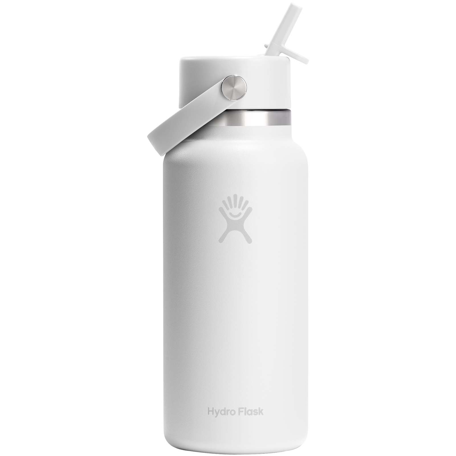 Hydro Flask Wide Mouth 946 ml isolierte Edelstahl Trinkflasche mit Strohhalmverschluss schwarz
