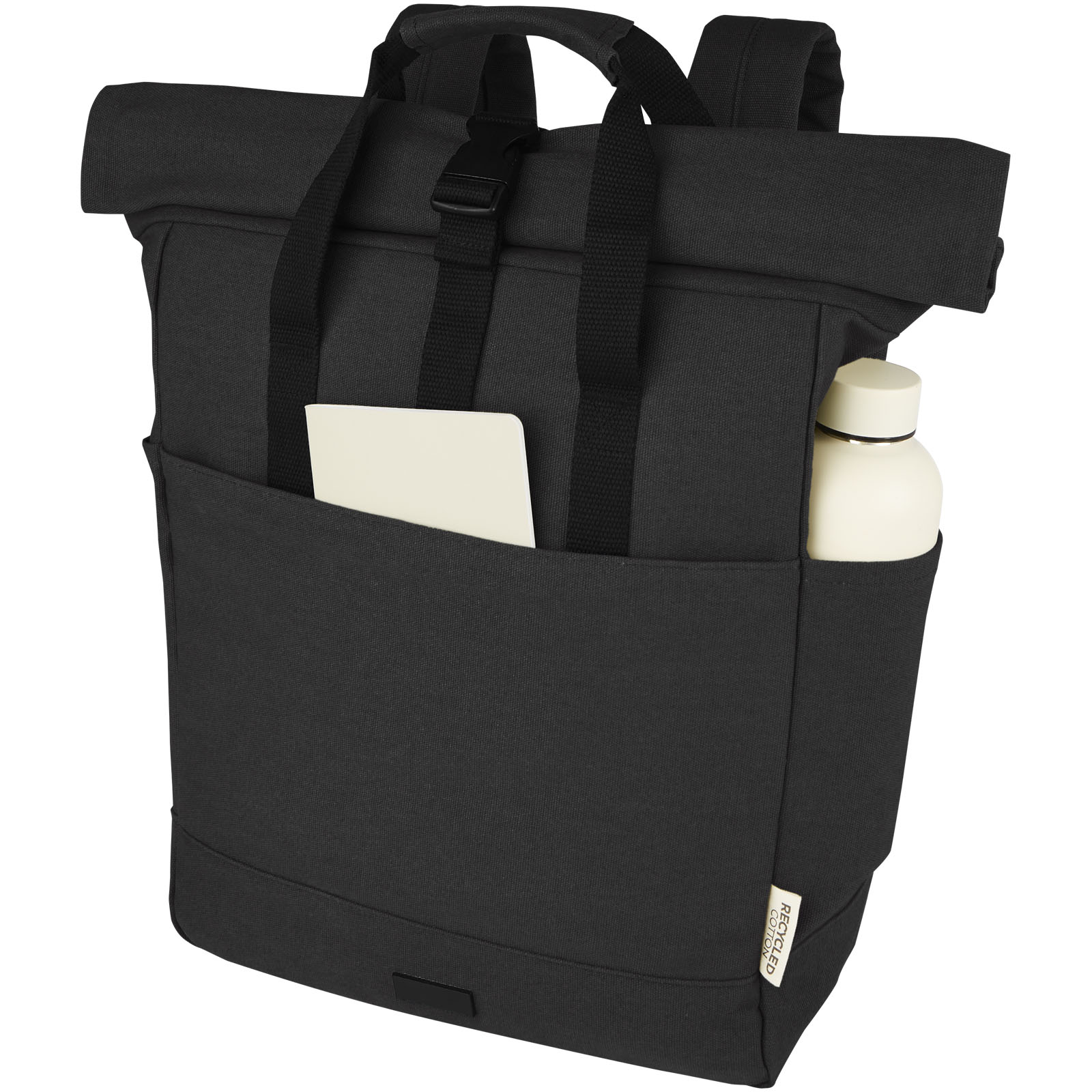 Joey 15" GRS Rolltop Laptoprucksack aus recyceltem Canvas 15 L schwarz