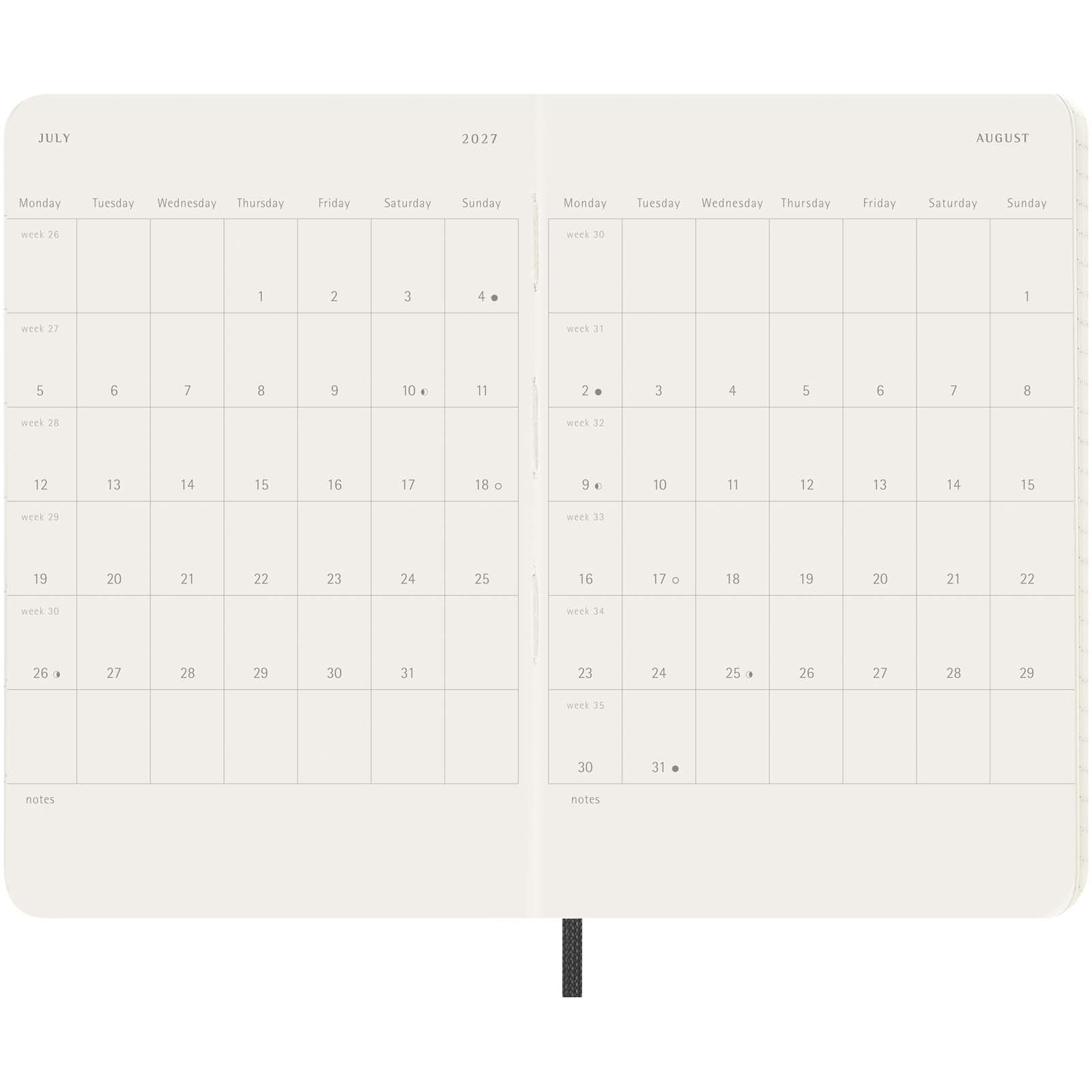 Moleskine Softcover 12 Monate Wochenkalender, Pocket-Format schwarz