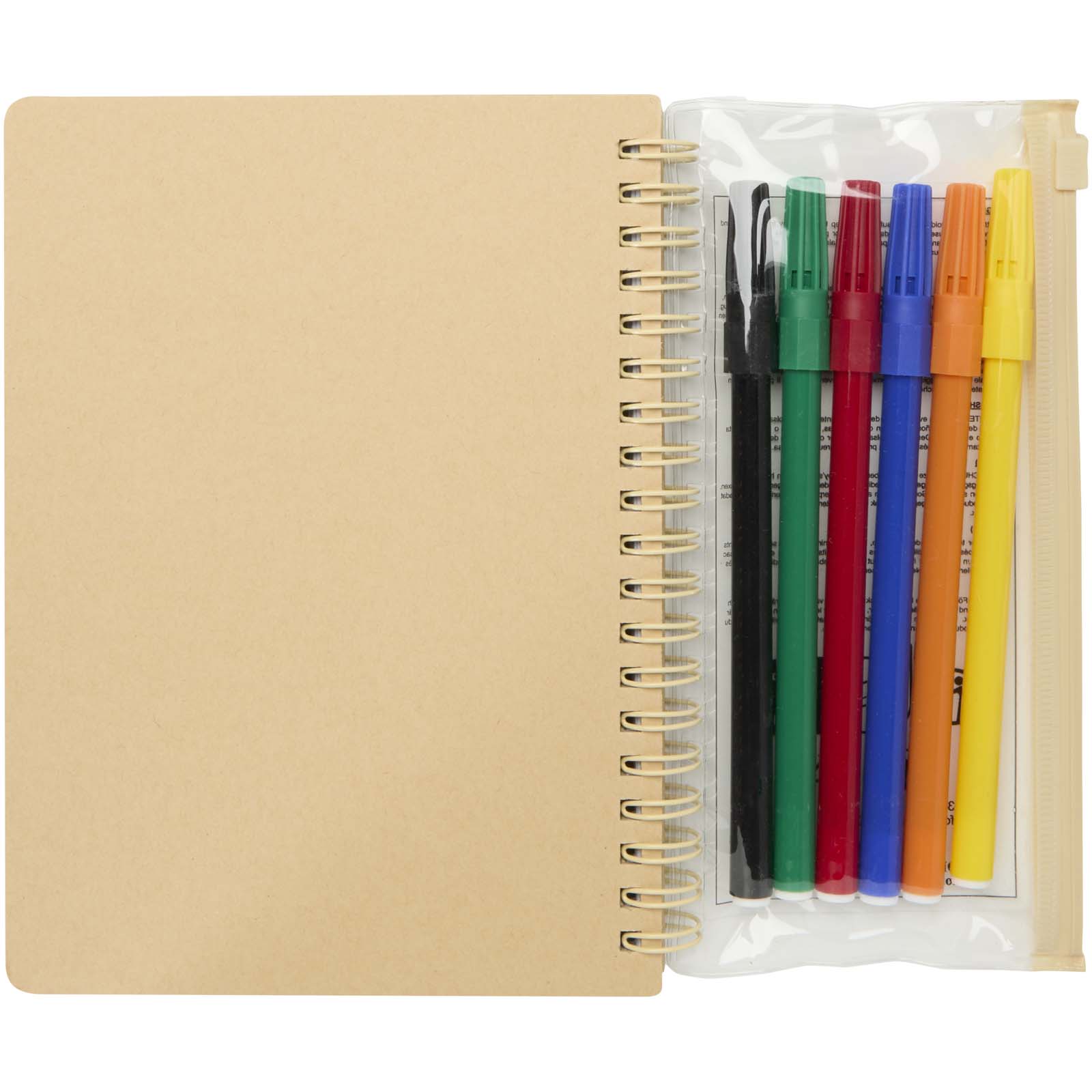 Squiggle B6 Hardcover Notizbuch mit Marker-Set natur