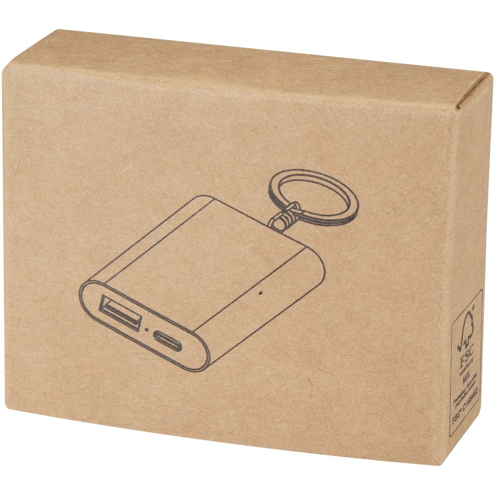 Arcturus 2000 mAh Powerbank aus recyceltem Aluminium mit Schlüsselanhänger silber