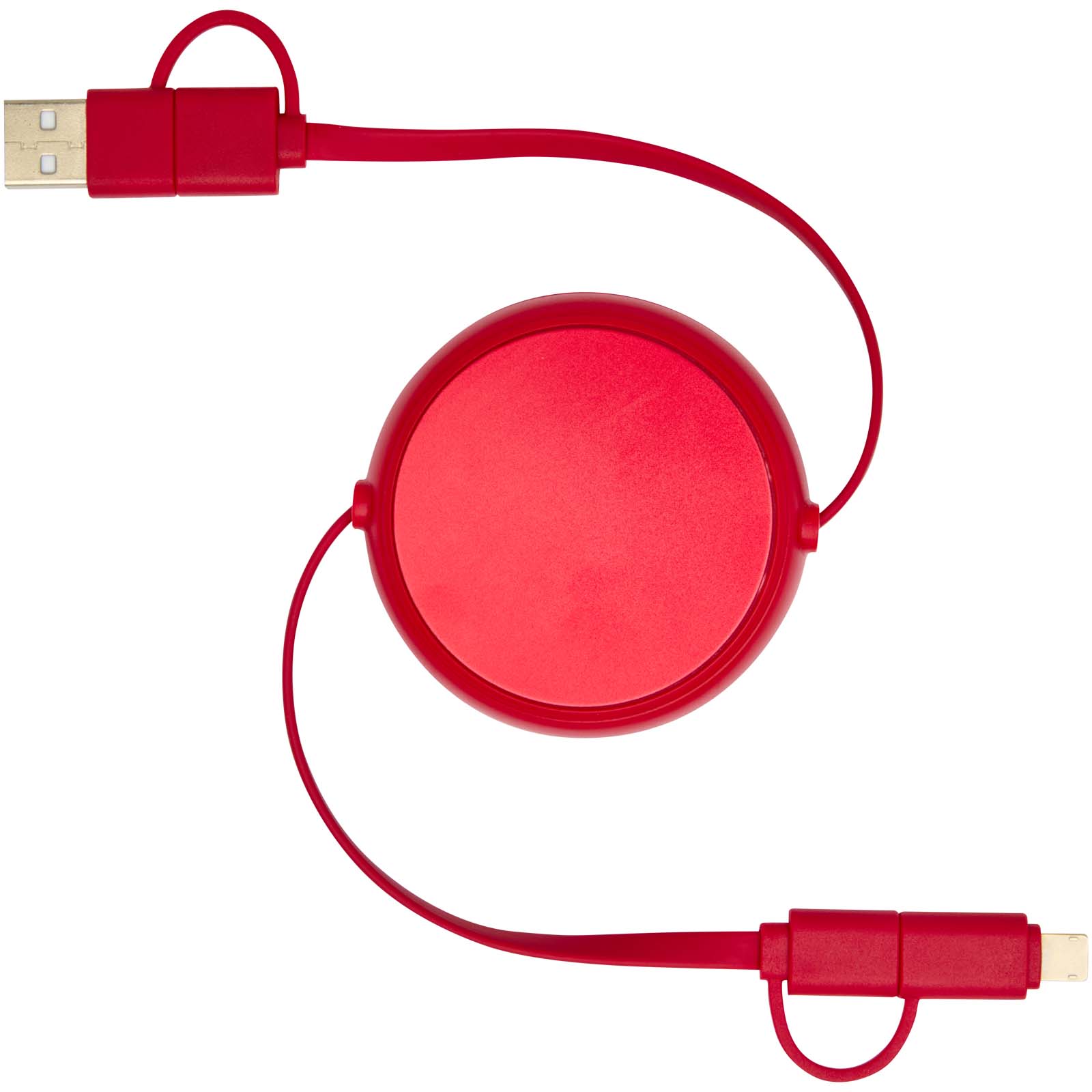 Alasia 100 cm 5-in-1 Kabel aus recyceltem Kunststoff und Aluminium, einziehbar, für Datenübertragung und mit 45W Schnellladun rot