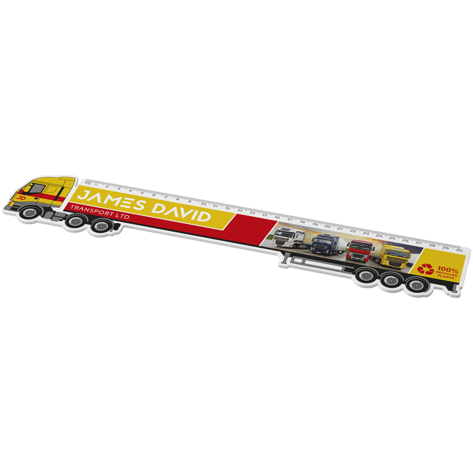 Tait 30 cm LKW-förmiges Lineal aus Recycling-Kunststoff weiss