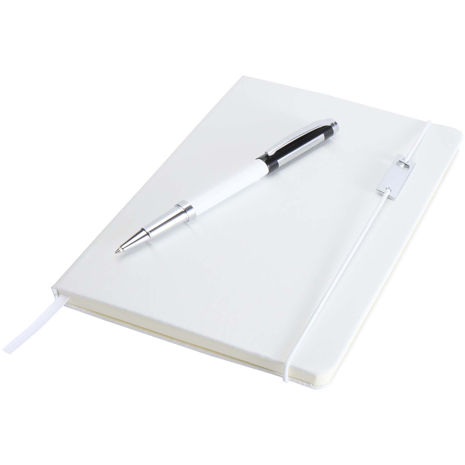 Legato Elegance A5 Hardcover Notizbuch mit Tintenroller Set weiß-primär, schwarz