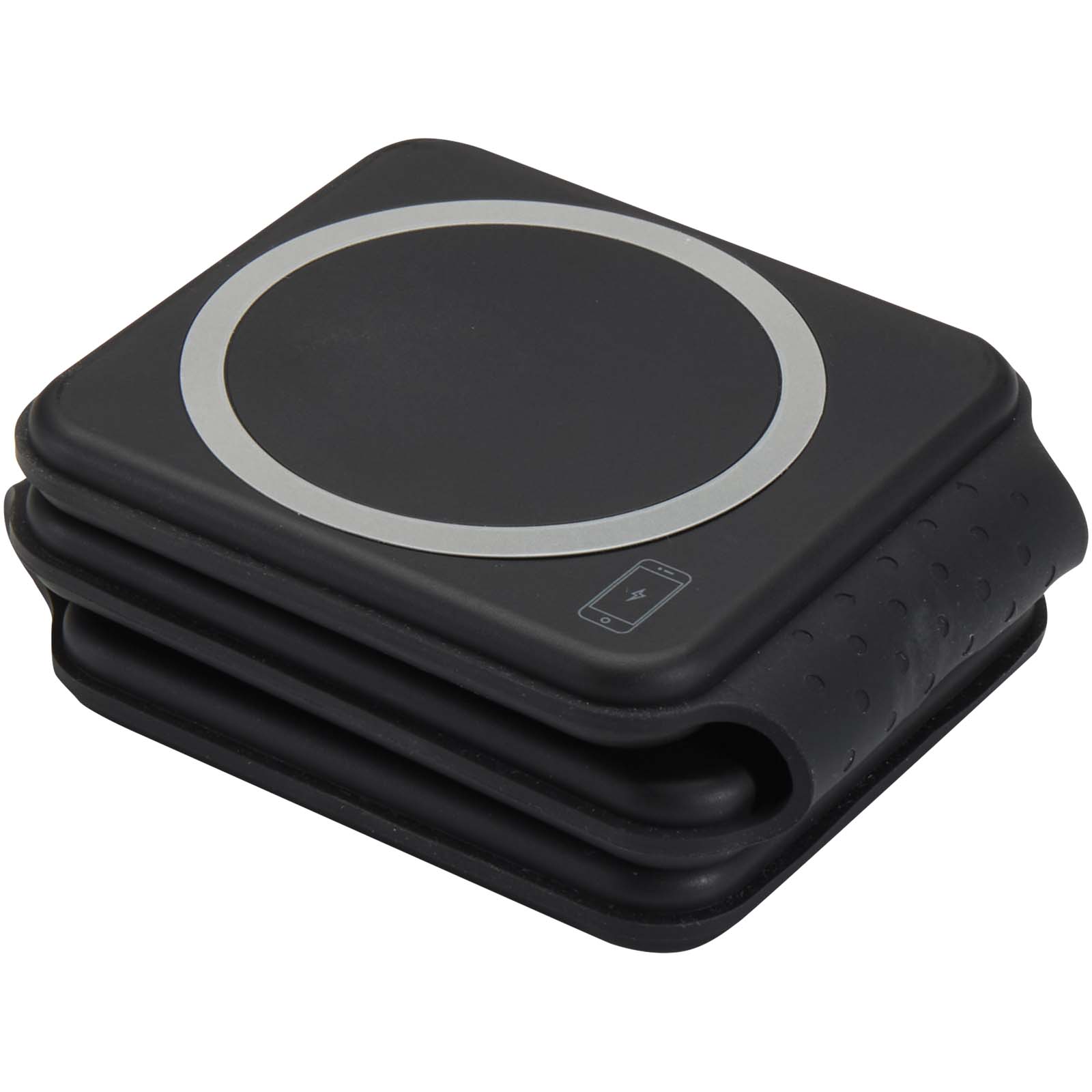 Armus 15 W 3-in-1 zusammenklappbares kabelloses Ladegerät aus recyceltem Kunststoff schwarz