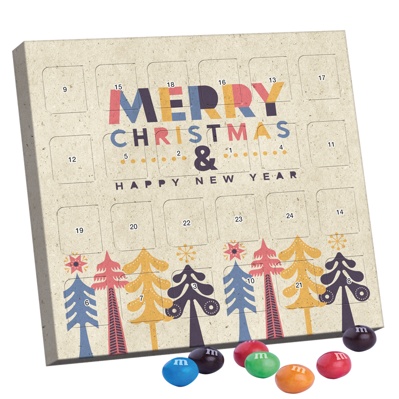 XS Adventskalender, Graspapier, Brandt Knusperkugeln Vollmilch
