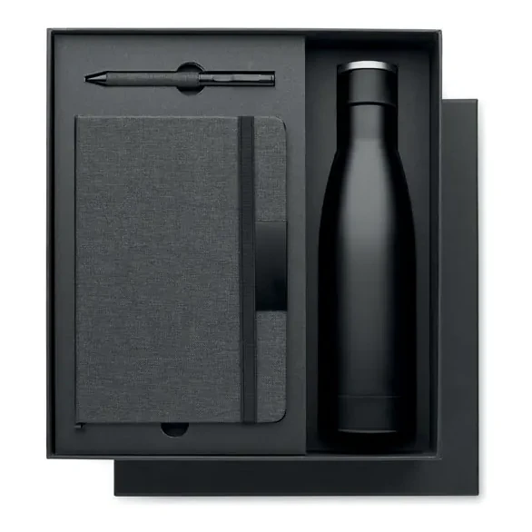 Set Notizbuch mit Flasche