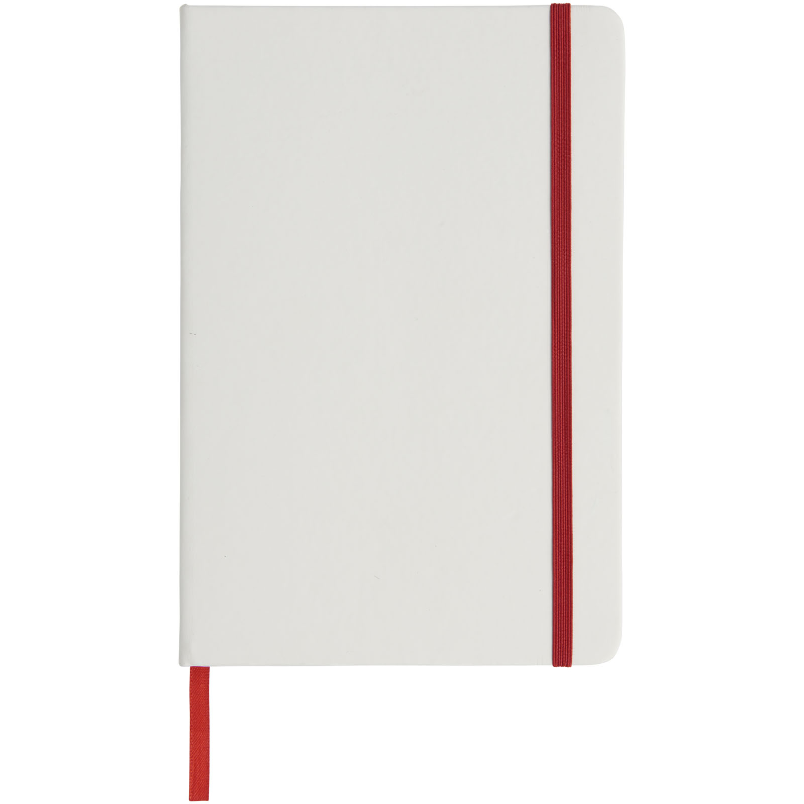 Spectrum weißes A5 Notizbuch mit farbigem Gummiband weiss, rot
