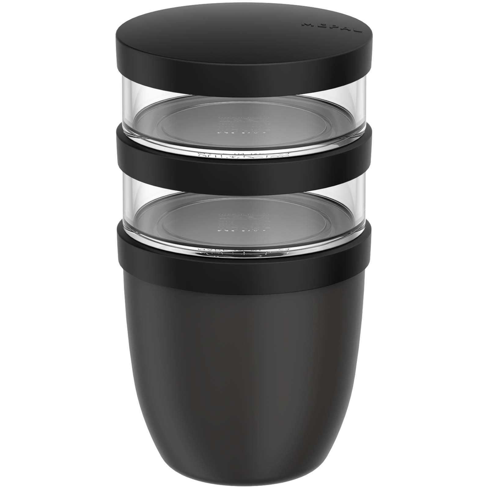 Mepal Ellipse Dreiteiliger, 500 ml + 2 x 200 ml Lunchpot schwarz