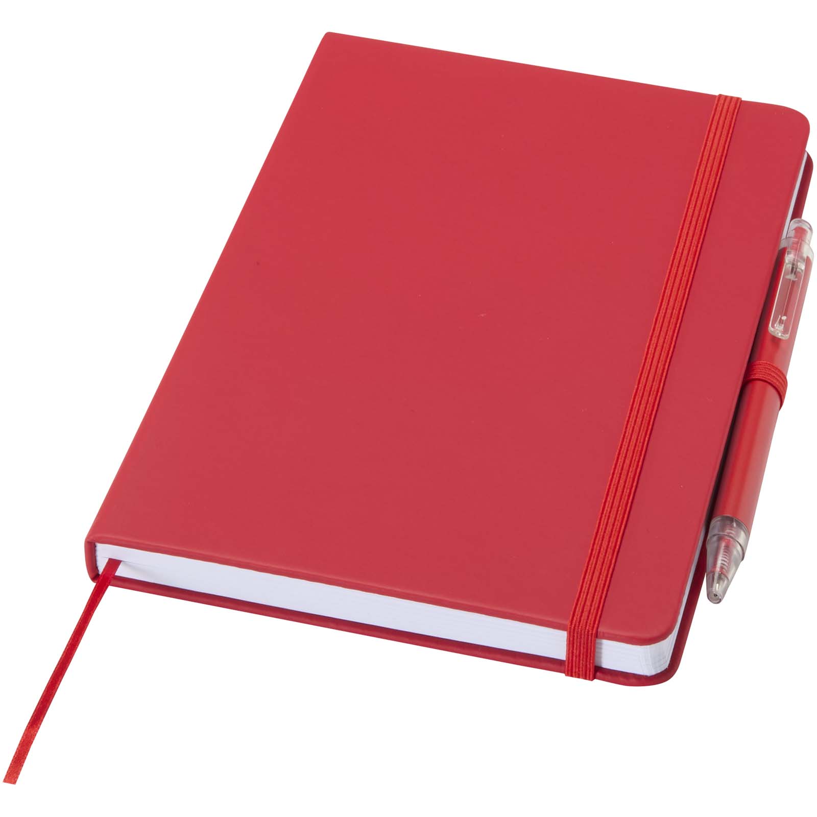 Spectrum Set A5 Hardcover Notizbuch aus Recyclingpapier und einem Kugelschreiber rot