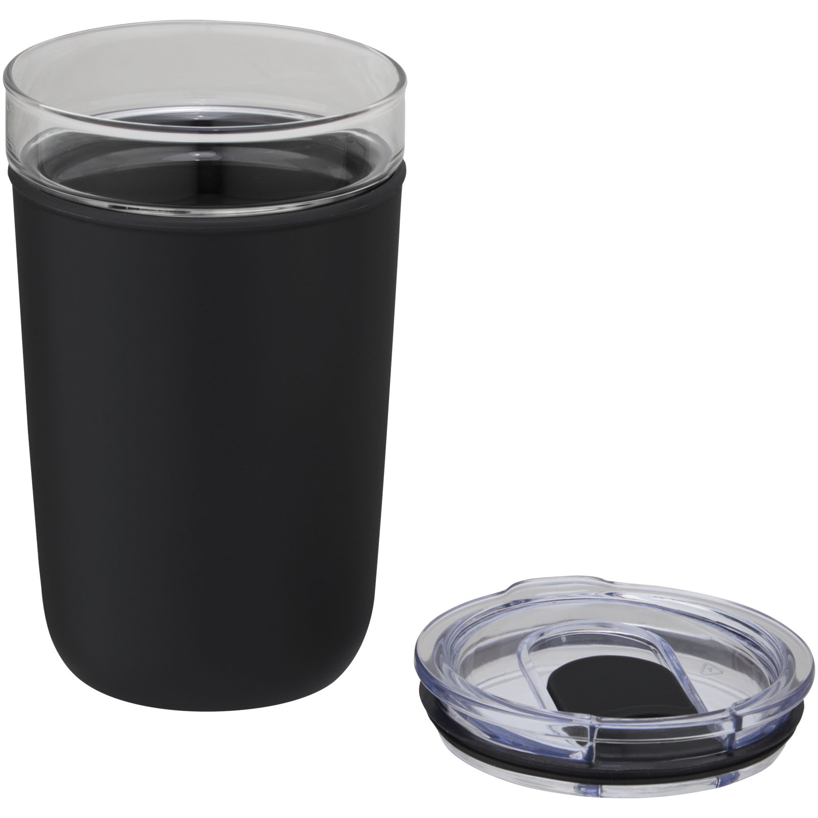Bello 420 ml Glasbecher mit Außenwand aus recyceltem Kunststoff schwarz