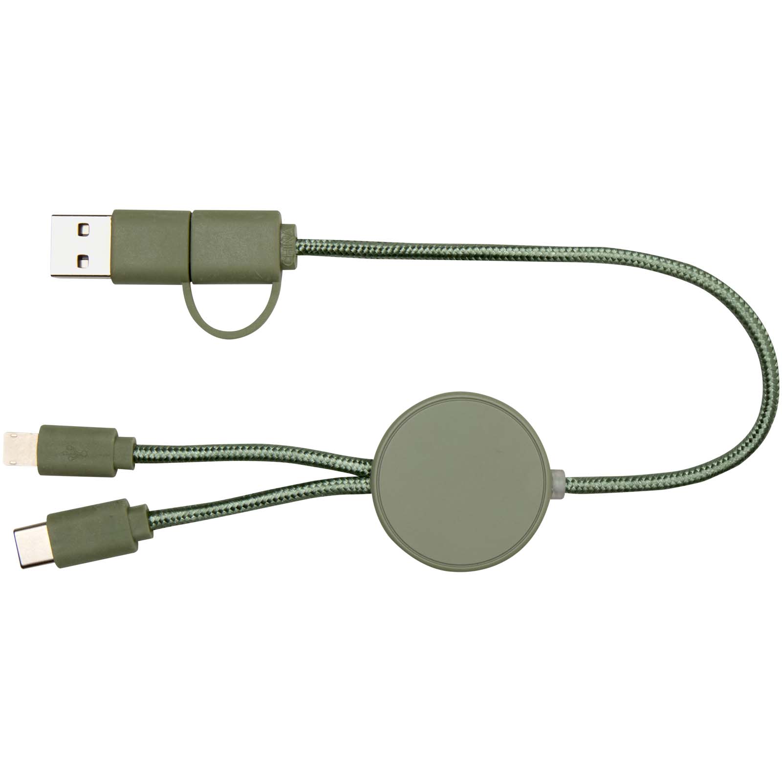 Citala 30 cm 5-in-1 Kabel aus recyceltem Kunststoff für Datenübertragung und 27W Schnellladung heather grün