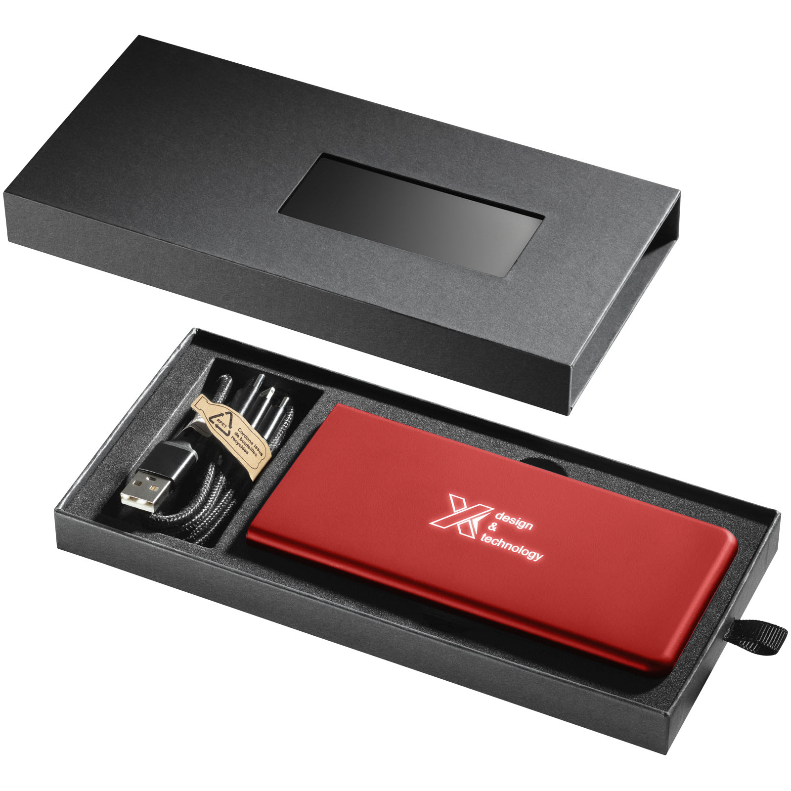 SCX.design P15 5000 mAh Powerbank mit Leuchtlogo mittelrot