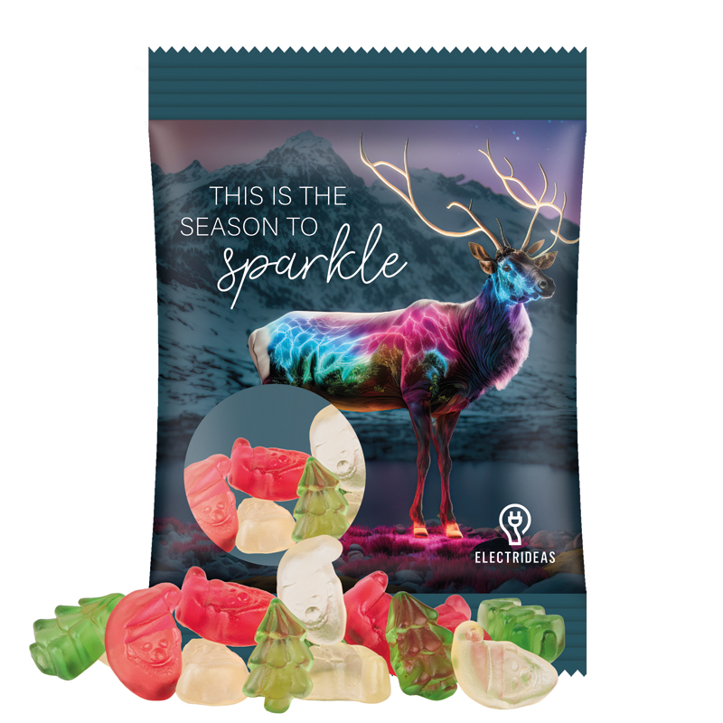 Minitüte 15 g, transparente kompostierbare Folie, Trolli Fruchtgummi Weihnachtsmischung