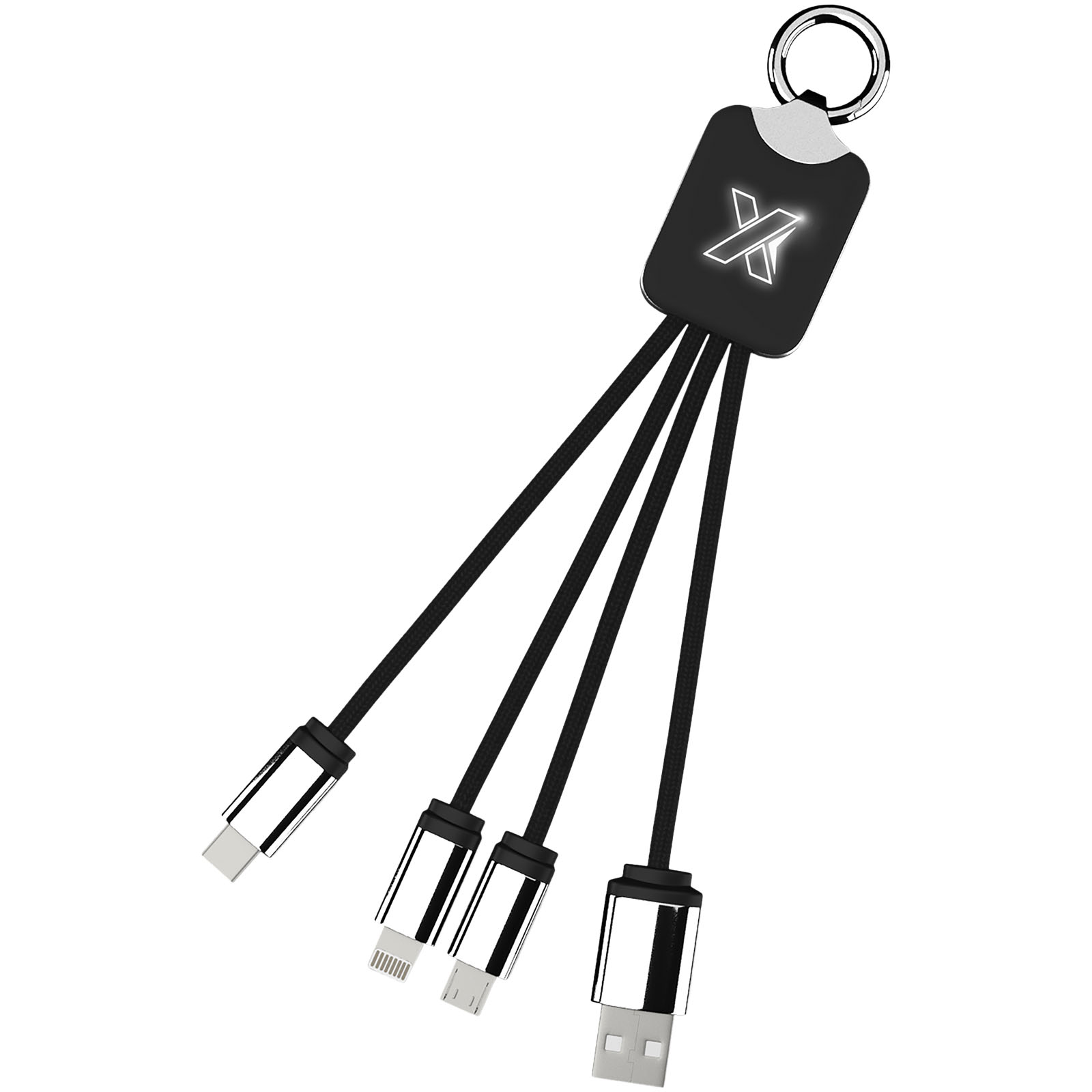 SCX.design C15 Quatro Ladekabel mit Leuchtlogo schwarz, weiss