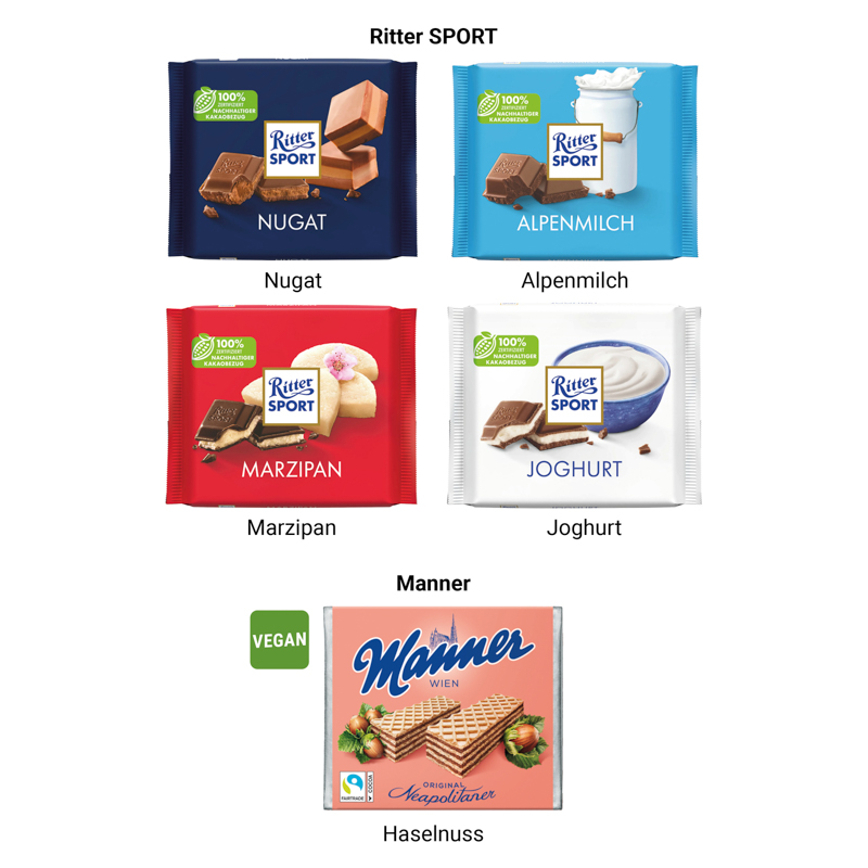 Präsentbox Premium, Wald-Stanzung, Ritter SPORT Alpenmilch Schokolade
