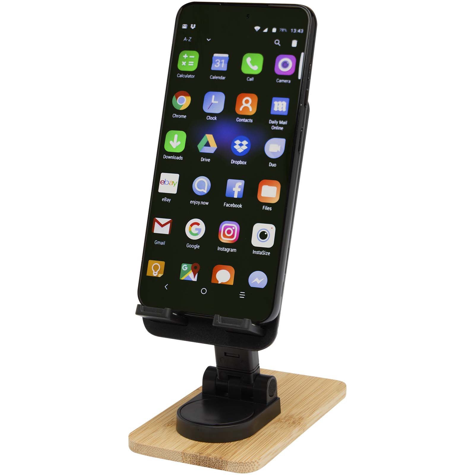 Alfirk Klappbare Smartphonehalterung  aus recyceltem Kunststoff mit Bambusdetails schwarz