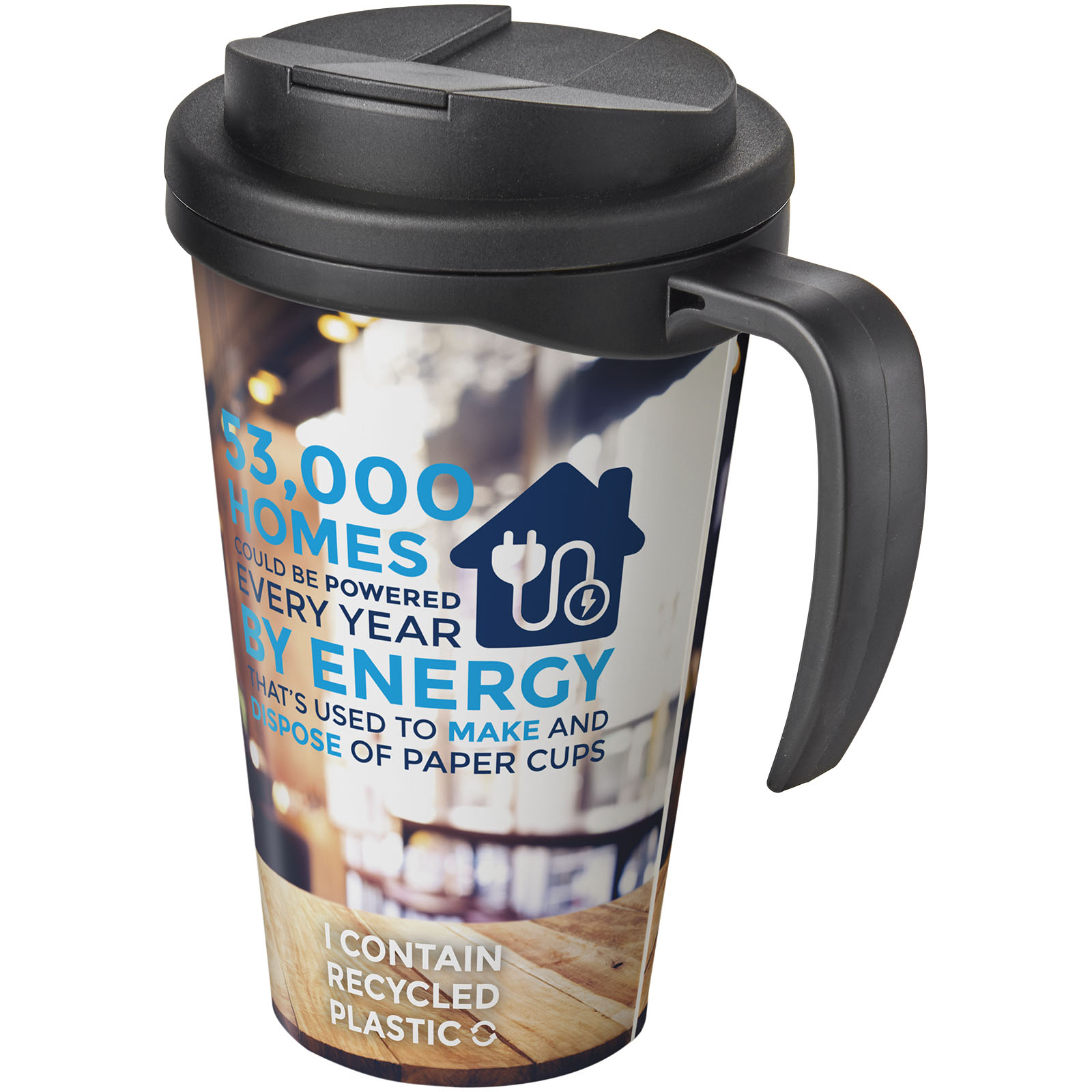 Brite-Ameriano® Grande 350 ml Isolierbecher mit auslaufsicherem Schraubverschluss schwarz, schwarz