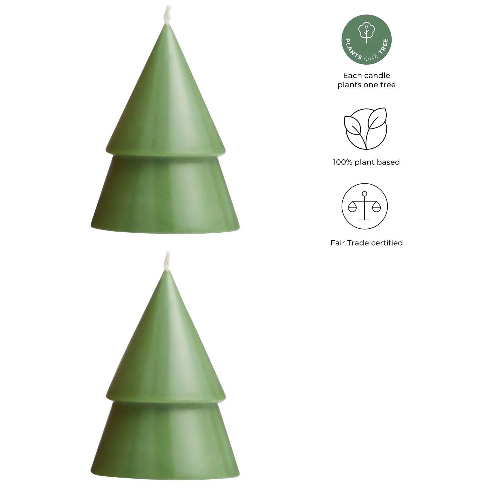 Originalhome Weihnachtsbaum Kerze M, 2er Set heather grün