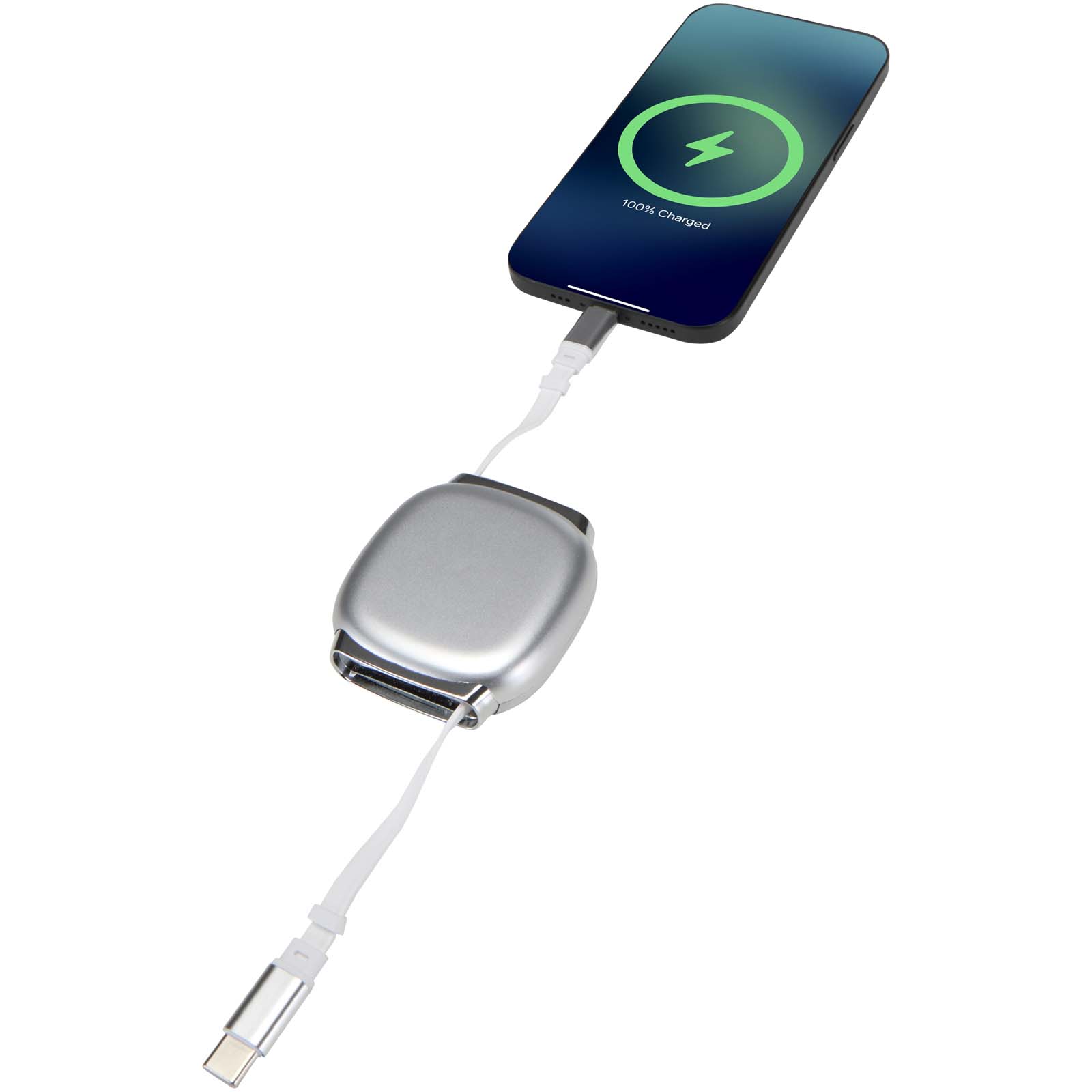 Alphard 100 W CarPlay-Kabel aus recyceltem Kunststoff mit einziehbarer Leitung und PD-Ladefunktion silber