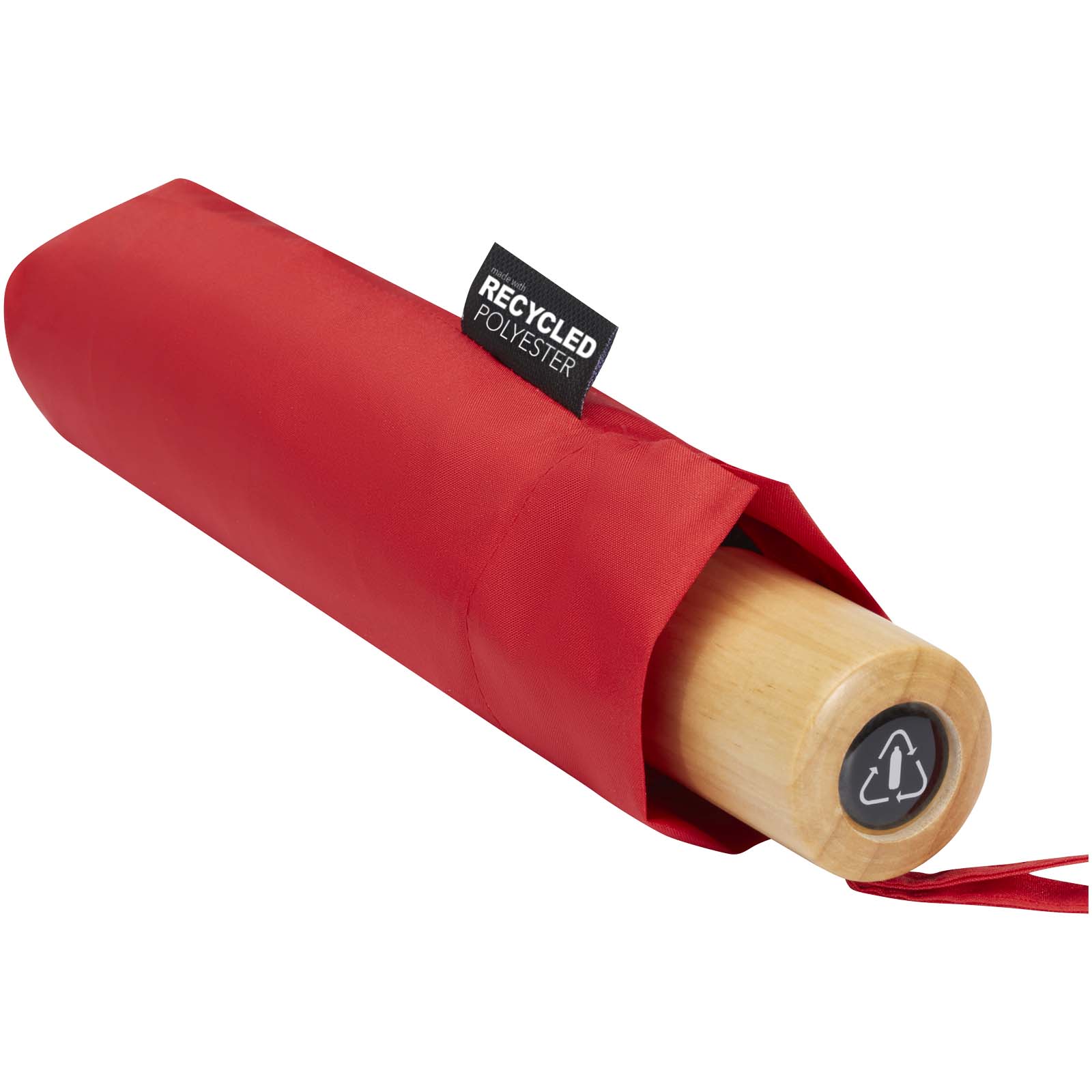 Birgit 21'' faltbarer winddichter Regenschirm aus recyceltem PET rot