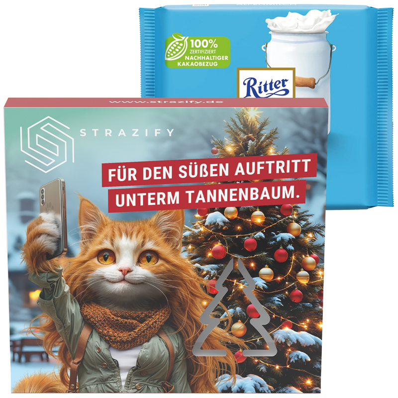 Präsentbox Premium, Wald-Stanzung, Ritter SPORT Alpenmilch Schokolade