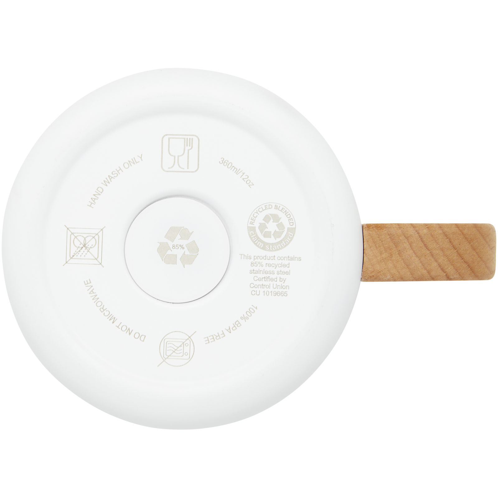Bjorn RCS-zertifizierter Becher aus recyceltem Edelstahl mit Kupfer-Vakuumisolierung, 360 ml weiss