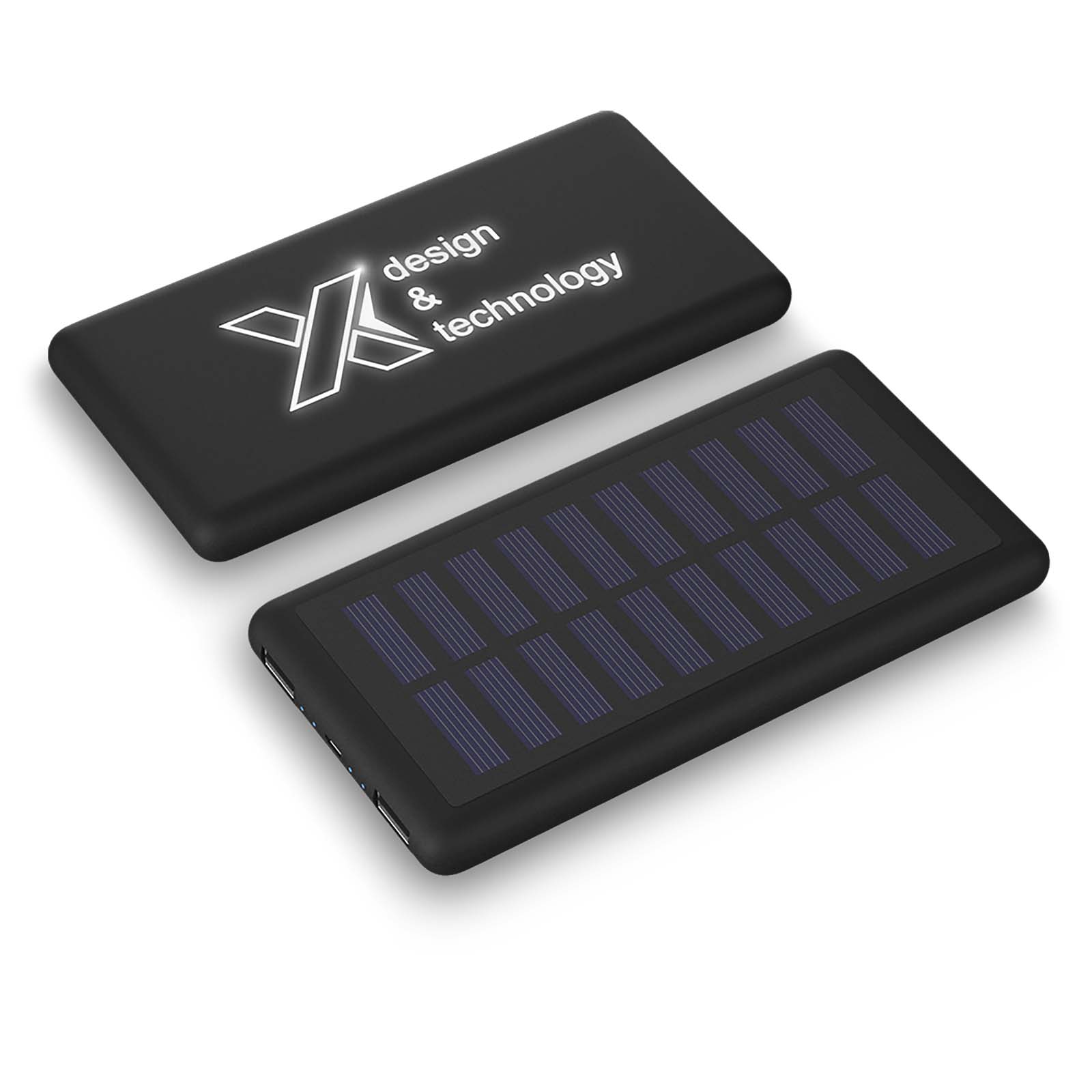 SCX.design P30 8000 mAh Solar Powerbank mit Leuchtlogo schwarz