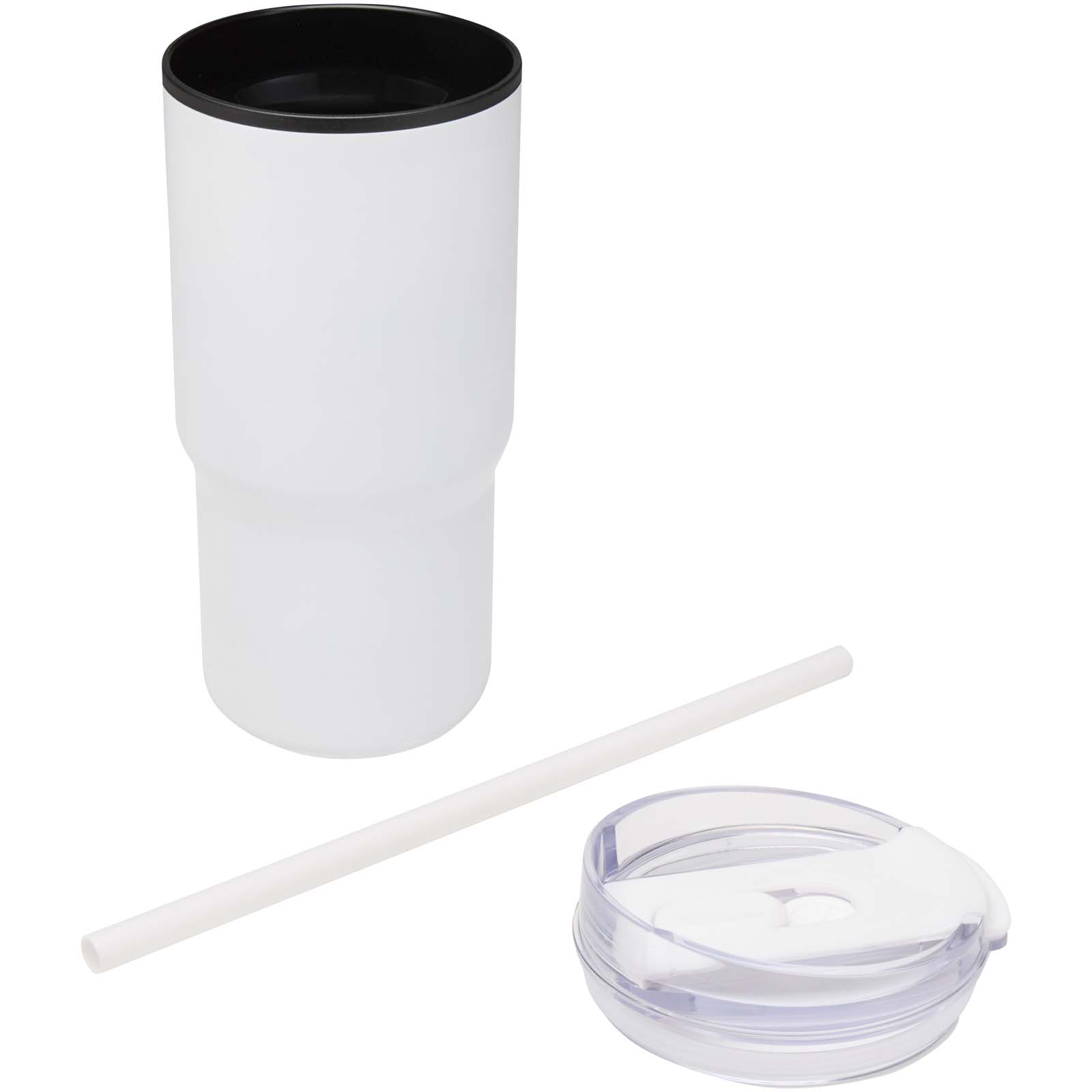 Westin 540 ml RCS Becher aus recyceltem Material, doppelwandig isoliert, mit Trinkhalm weiss