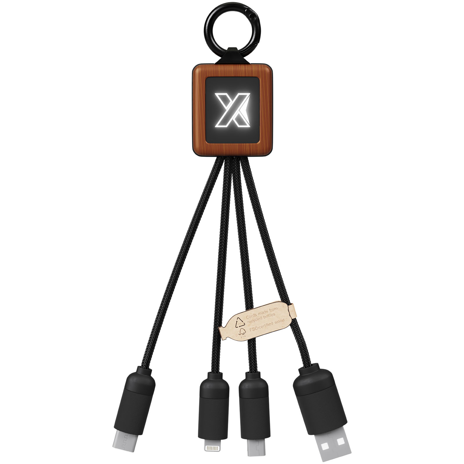 SCX.design C19 20W Easy to Use Kabel aus Holz mit Leuchtlogo holz, schwarz