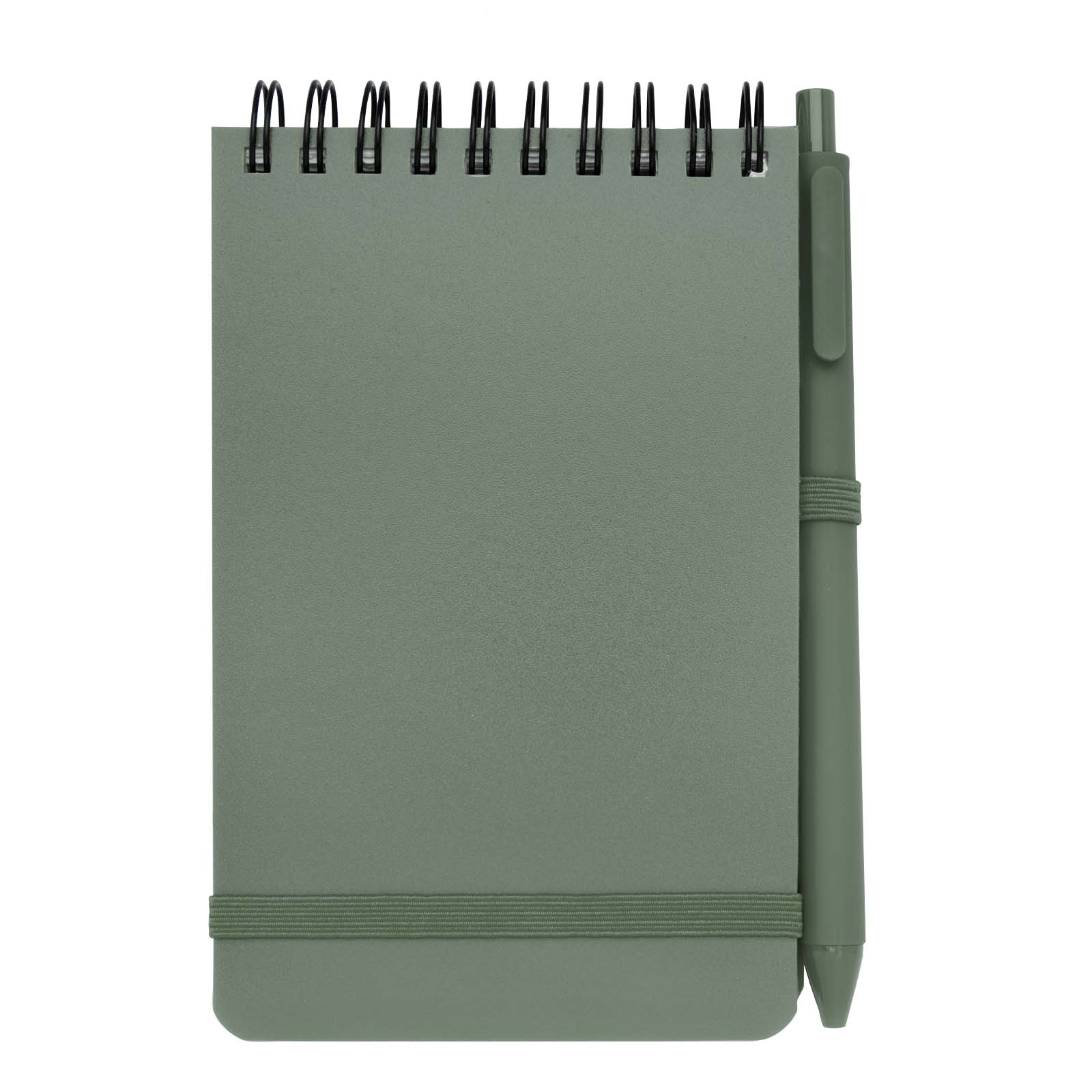 Thalaasa A6 Hardcover Notizbuch aus Ocean Bound Kunststoff mit Kugelschreiber (schwarze Mine) heather grün