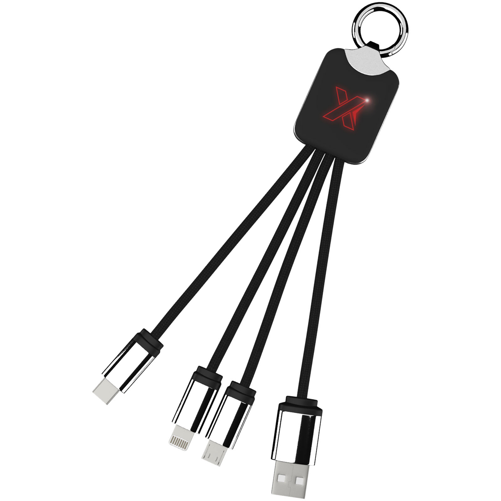 SCX.design C15 Quatro Ladekabel mit Leuchtlogo rot, schwarz