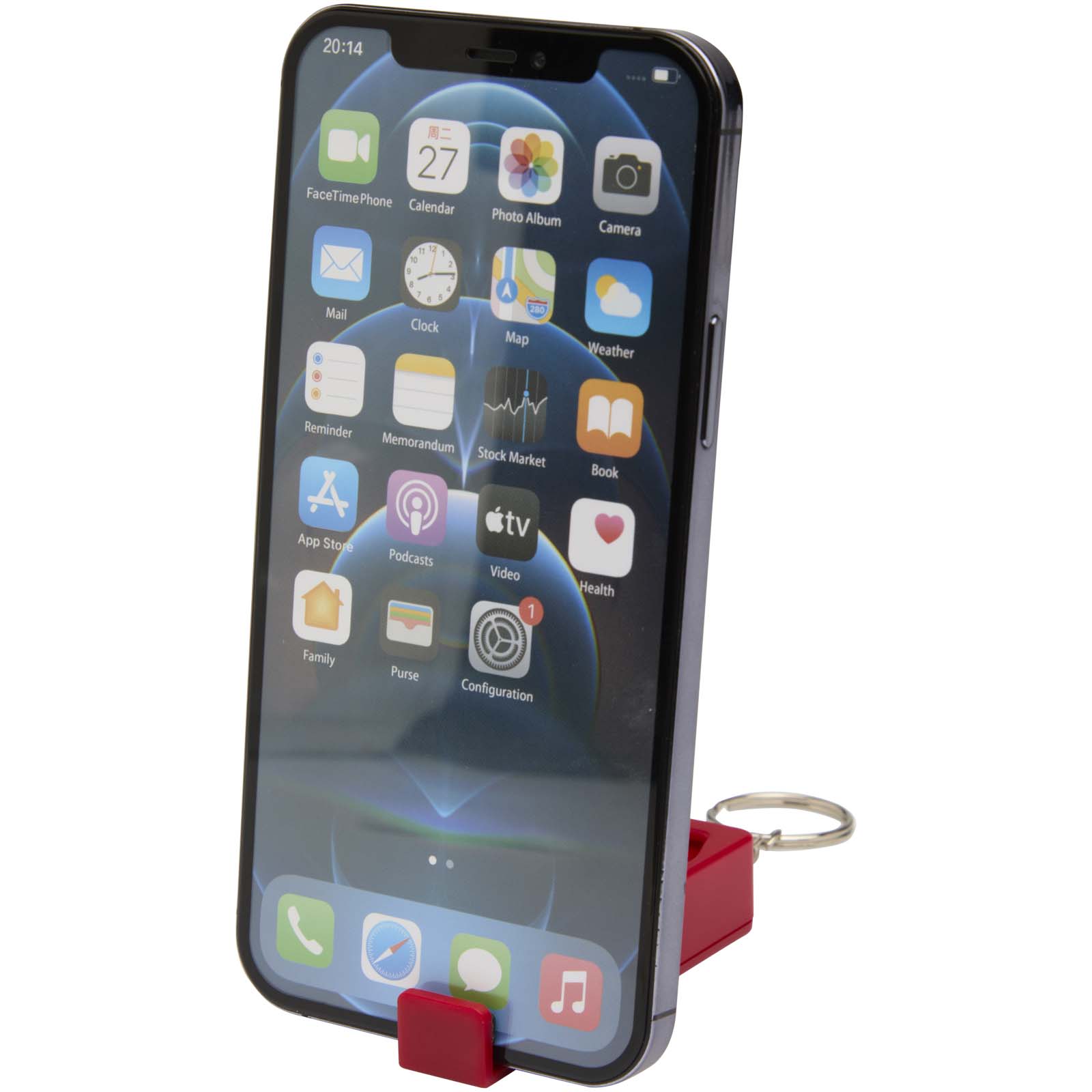 Aggia Smartphonehalterung aus recyceltem Kunststoff mit Fidget-Toy rot
