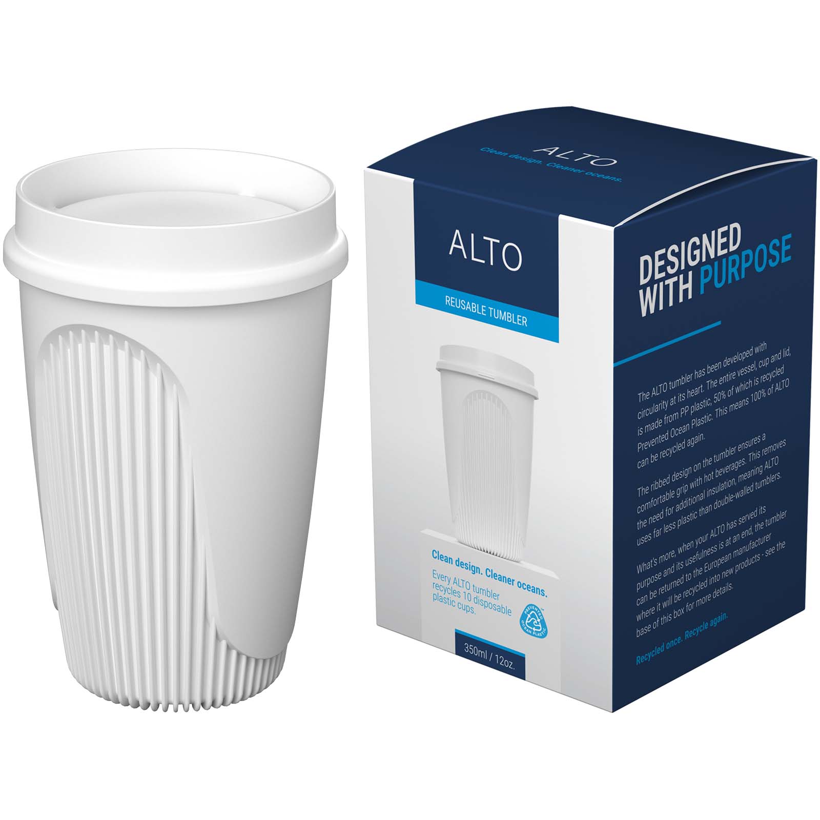 Alto POP 350 ml Becher mit 360°-Deckel weiss