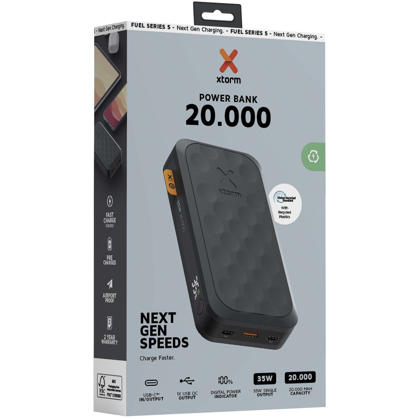 Xtorm FS520 Fuel-Serie 20.000 mAh 35 W Powerbank mitternachtsschwarz