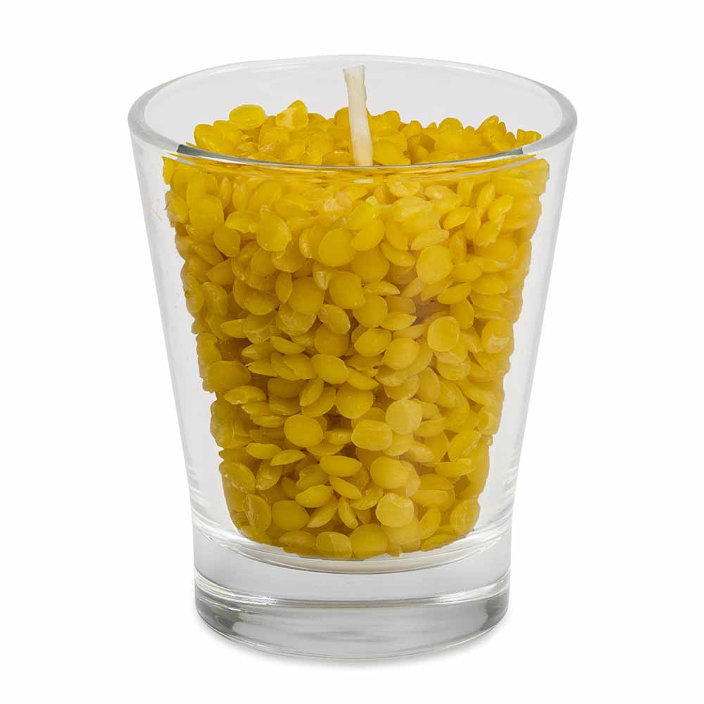 Kerzenglas mit Bienenwachsgranulat