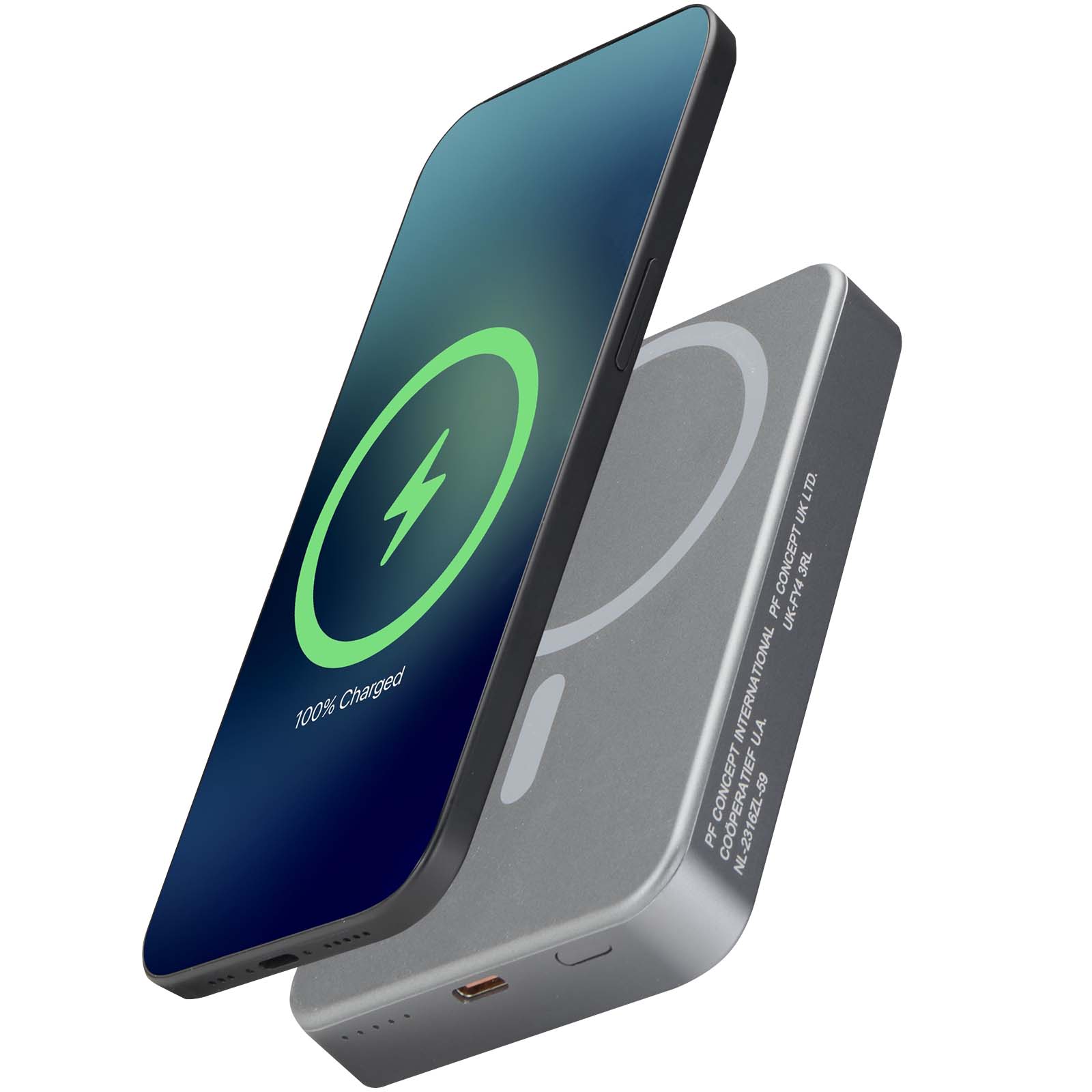 Avis 10.000 mAh RCS Powerbank aus recyceltem Aluminium mit Magnetfunktion gun metal