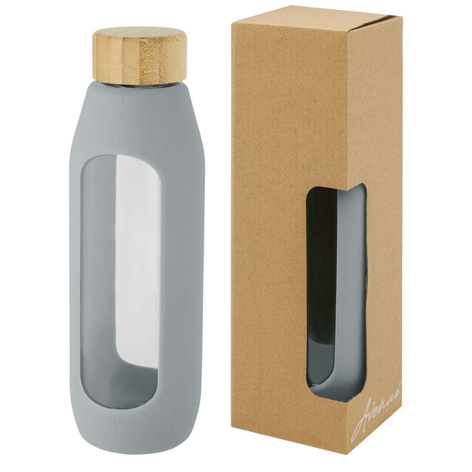 Tidan 600 ml Flasche aus Borosilikatglas mit Silikongriff grau