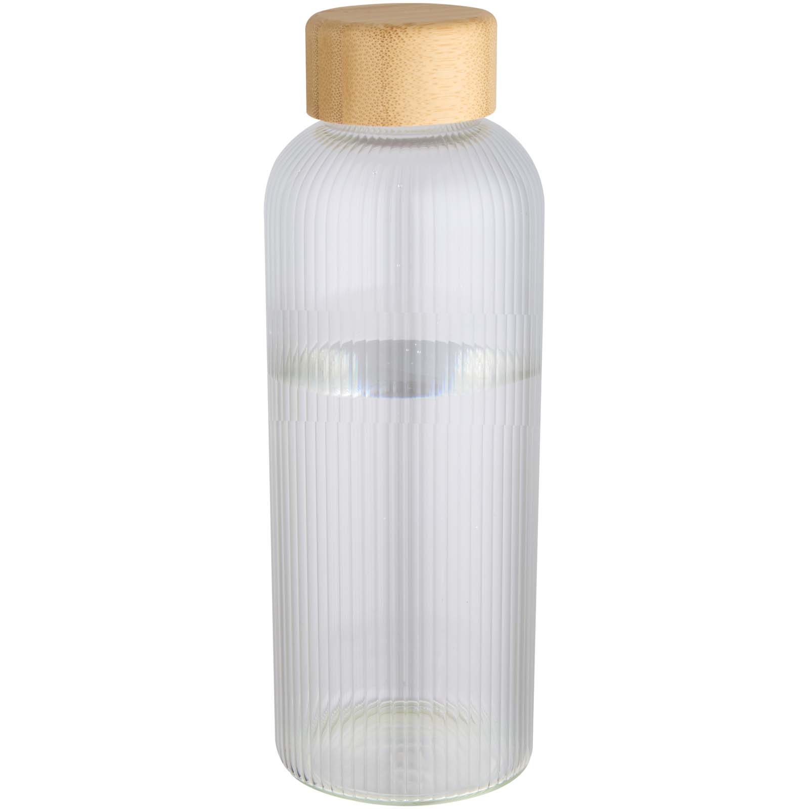 Mirage 650 ml einwandige Trinkflasche aus Borosilikatglas mit Bambusdeckel transparent