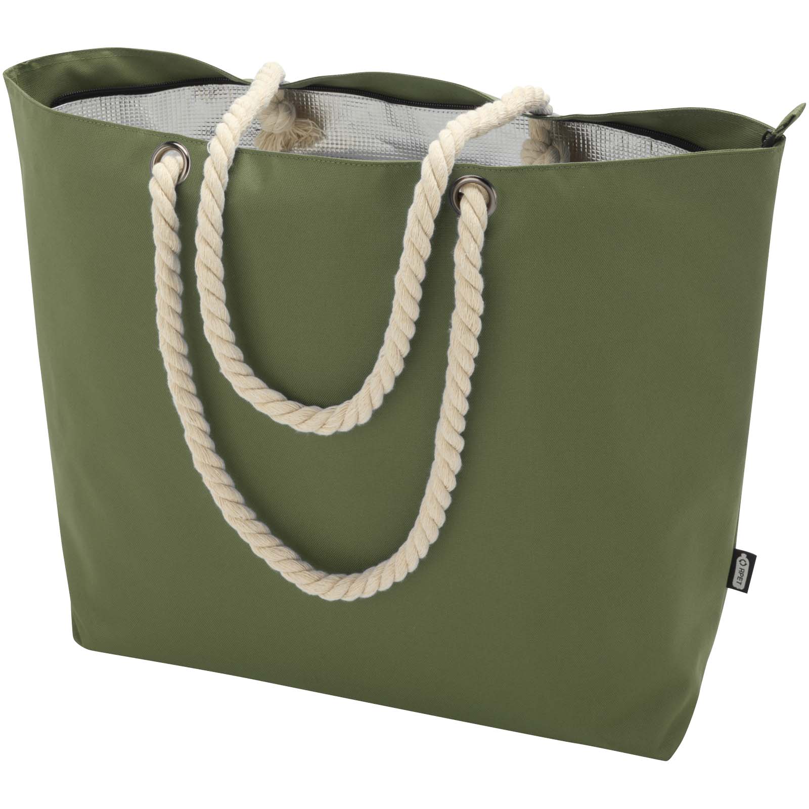 Panama Strandkühltasche mit Kordelgriffen aus recyceltem GRS-Material, 23L olive