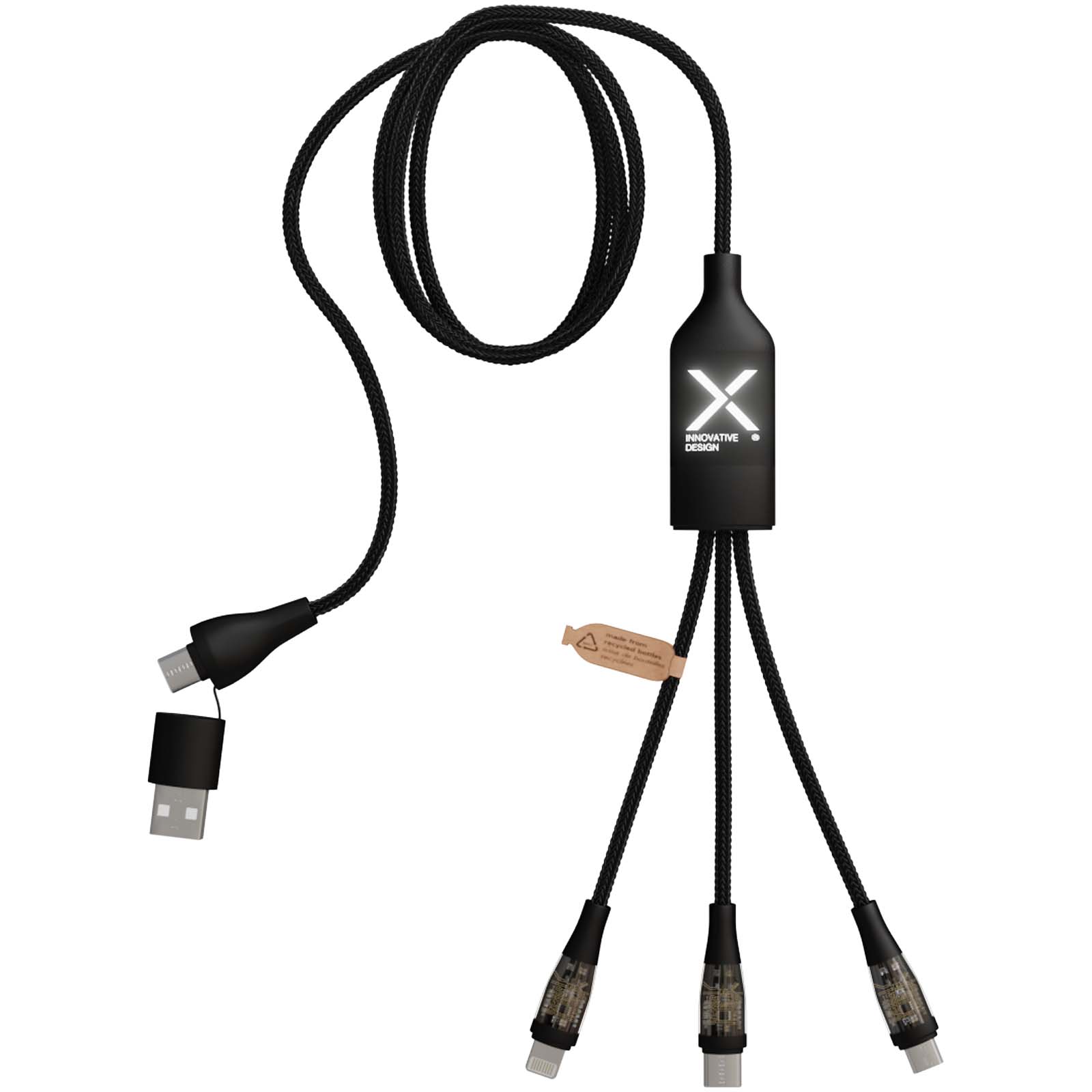 SCX.design C50 100 W/5 A 5-in-1 Schnellladekabel mit Digitalanzeige schwarz