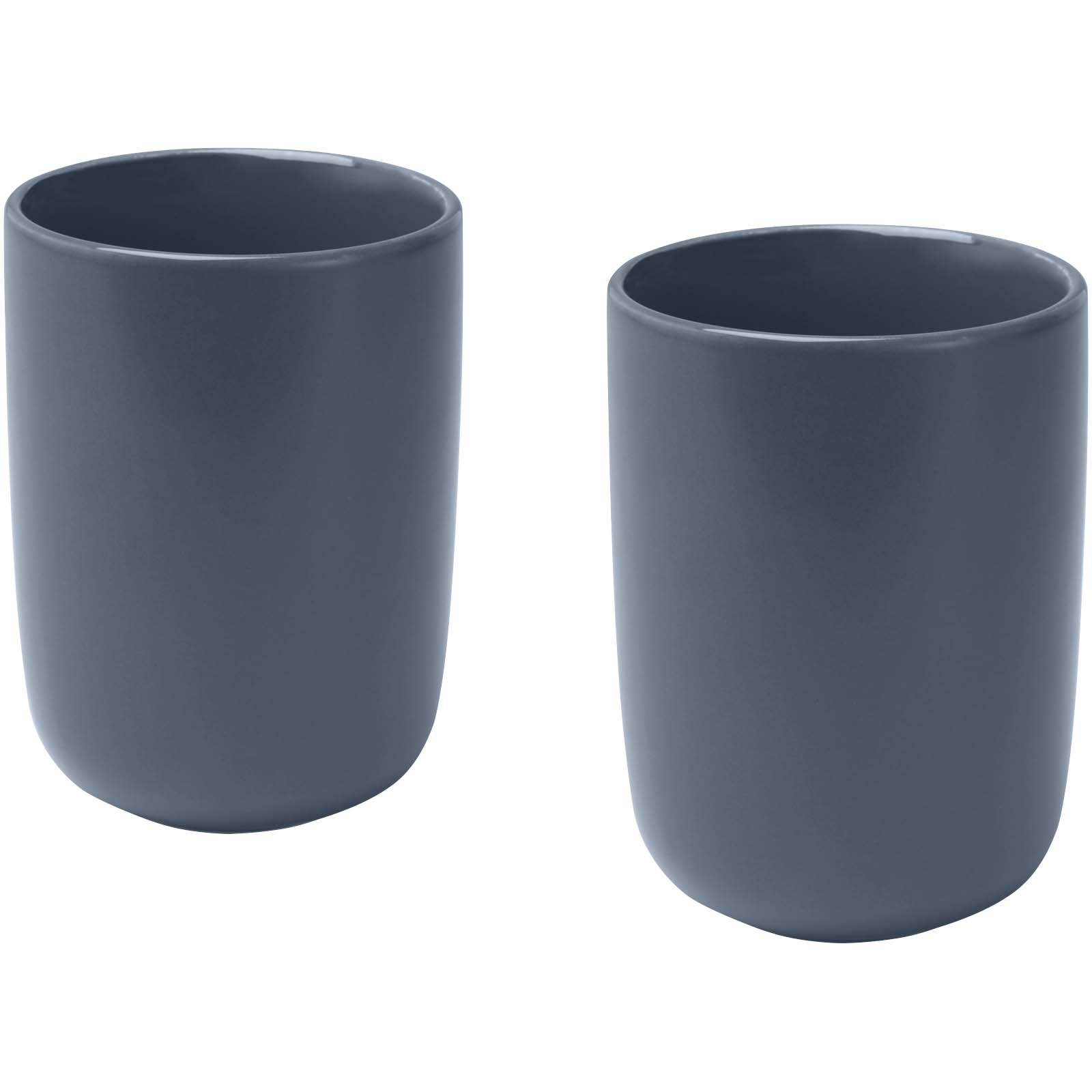 Male 350 ml Keramiktassen – 2er-Set, matt hale blau