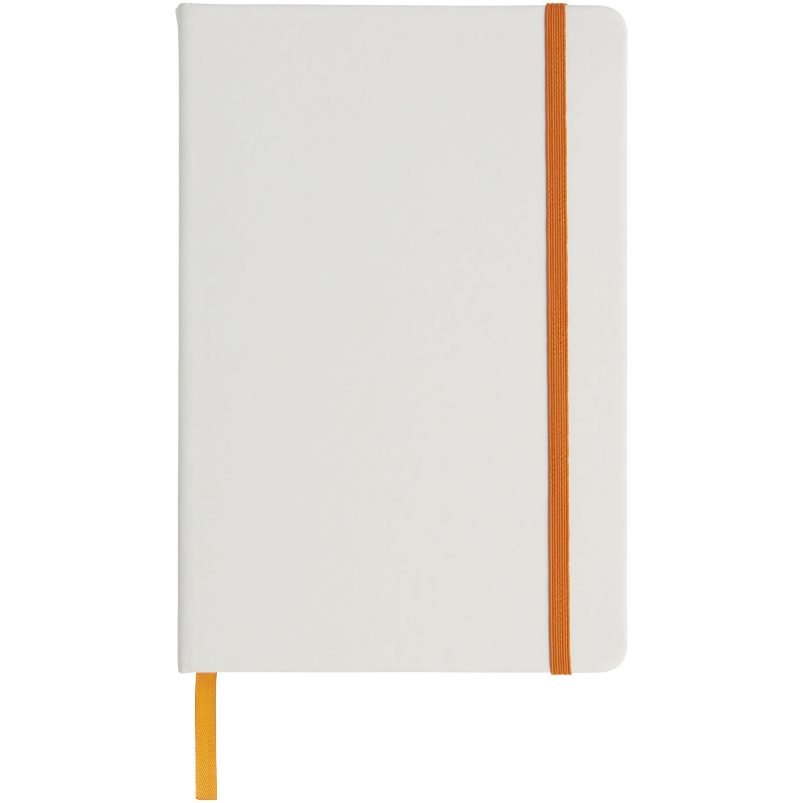 Spectrum weißes A5 Notizbuch mit farbigem Gummiband weiss, orange