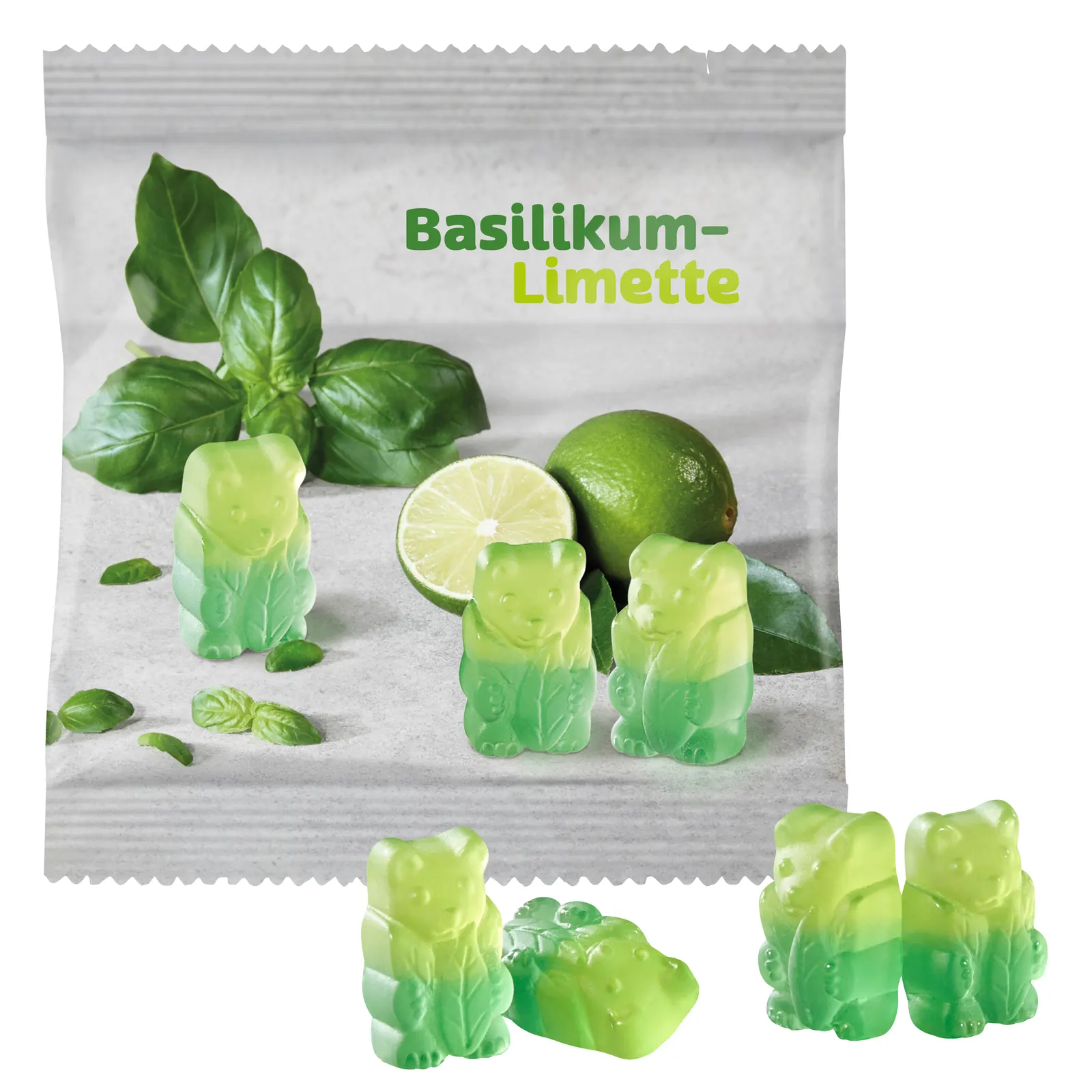 Vegane Basilikum-Limetten Bärchen im konventionellen Tütchen