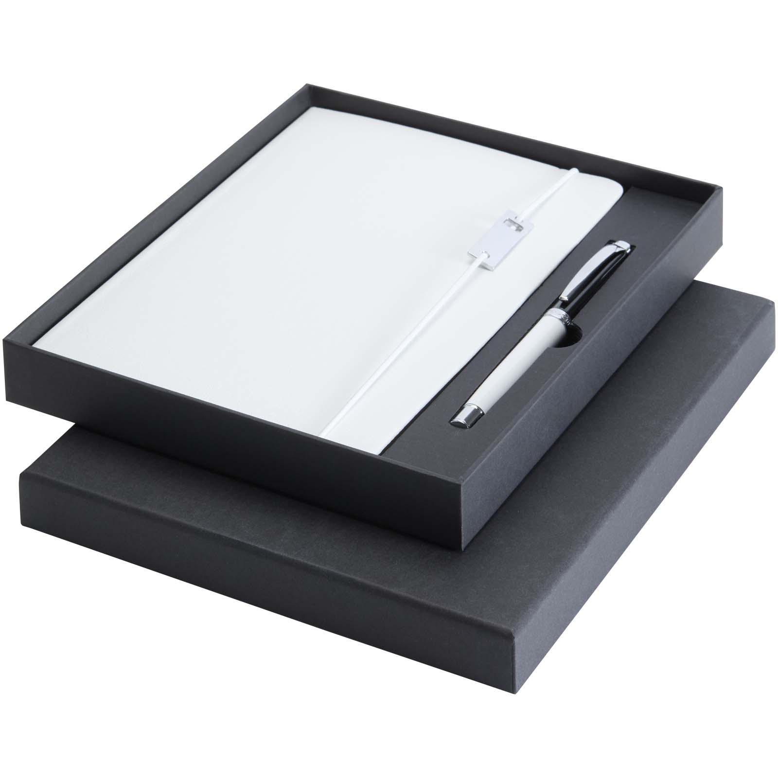 Legato Elegance A5 Hardcover Notizbuch mit Tintenroller Set weiß-primär, schwarz